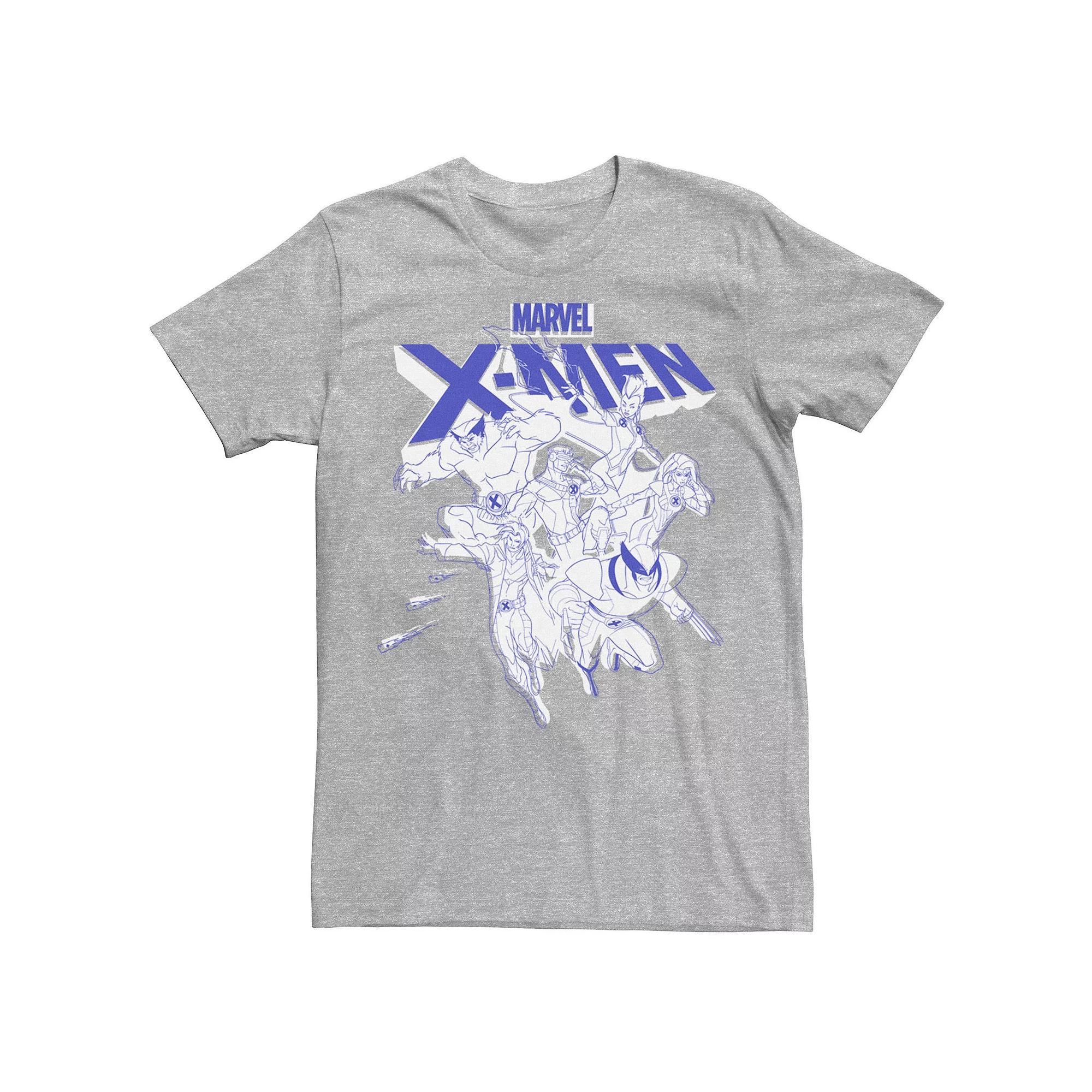 Mens Marvel X-Men Group Shot Character Sketch Tee Athletic Grey Product Image