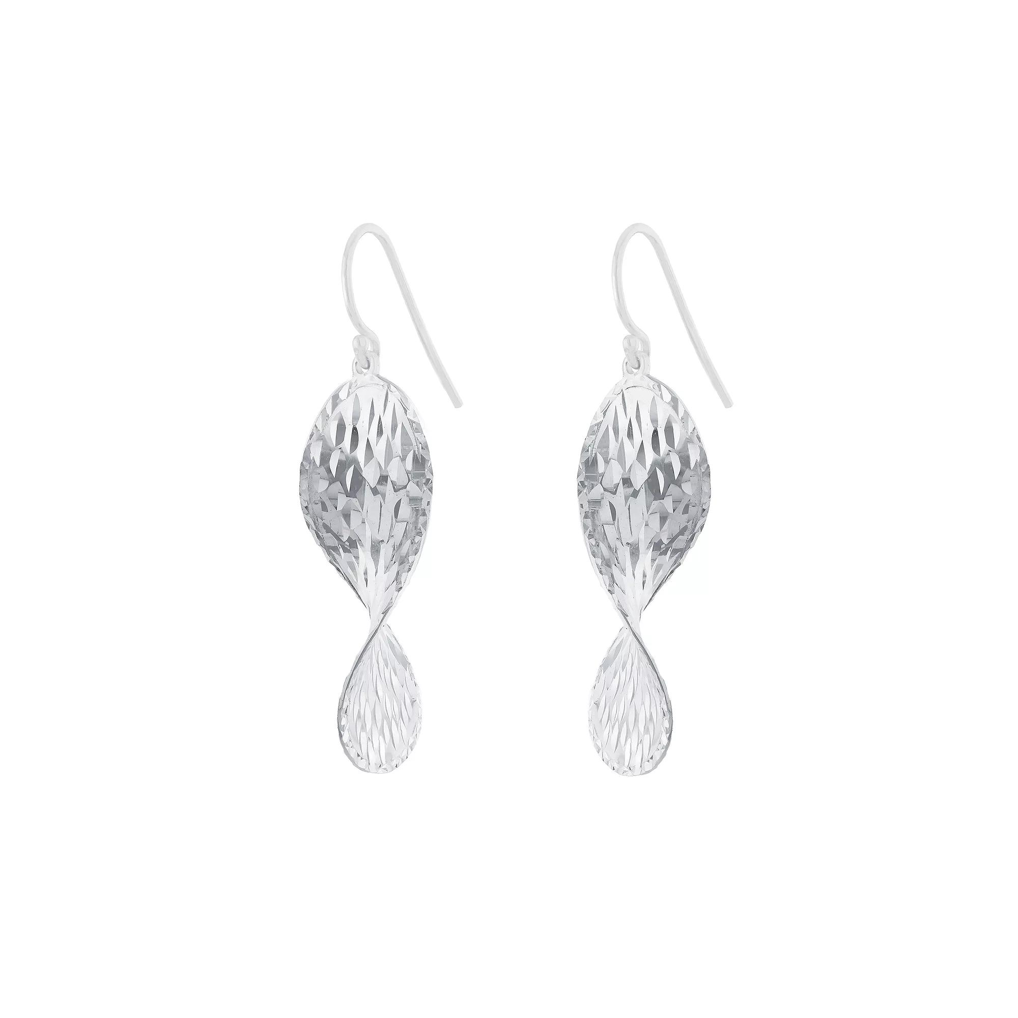 Athra NJ Inc Sterling Silver Textured Swirl Drop Earrings, Women's, Silver Tone Product Image