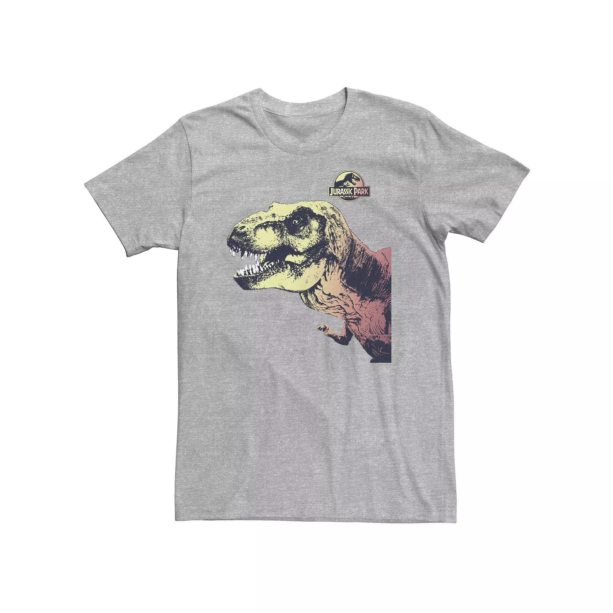 Big & Tall Jurassic Park T-Rex Sunset Color Fil In Tee, Mens Athletic Grey Product Image