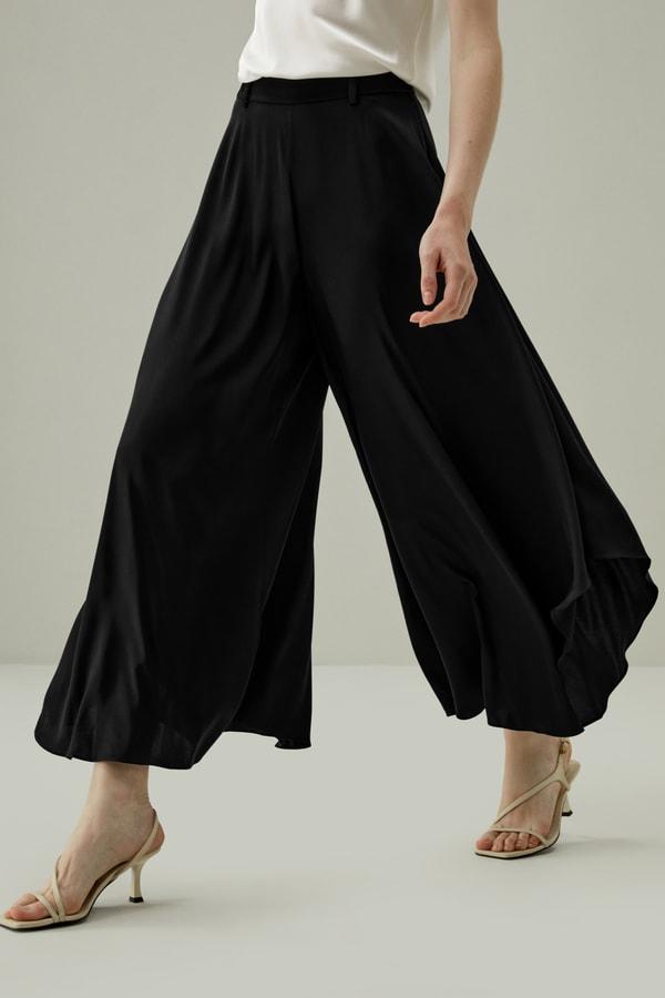 Wide-Legged Silk Fig Pants Product Image