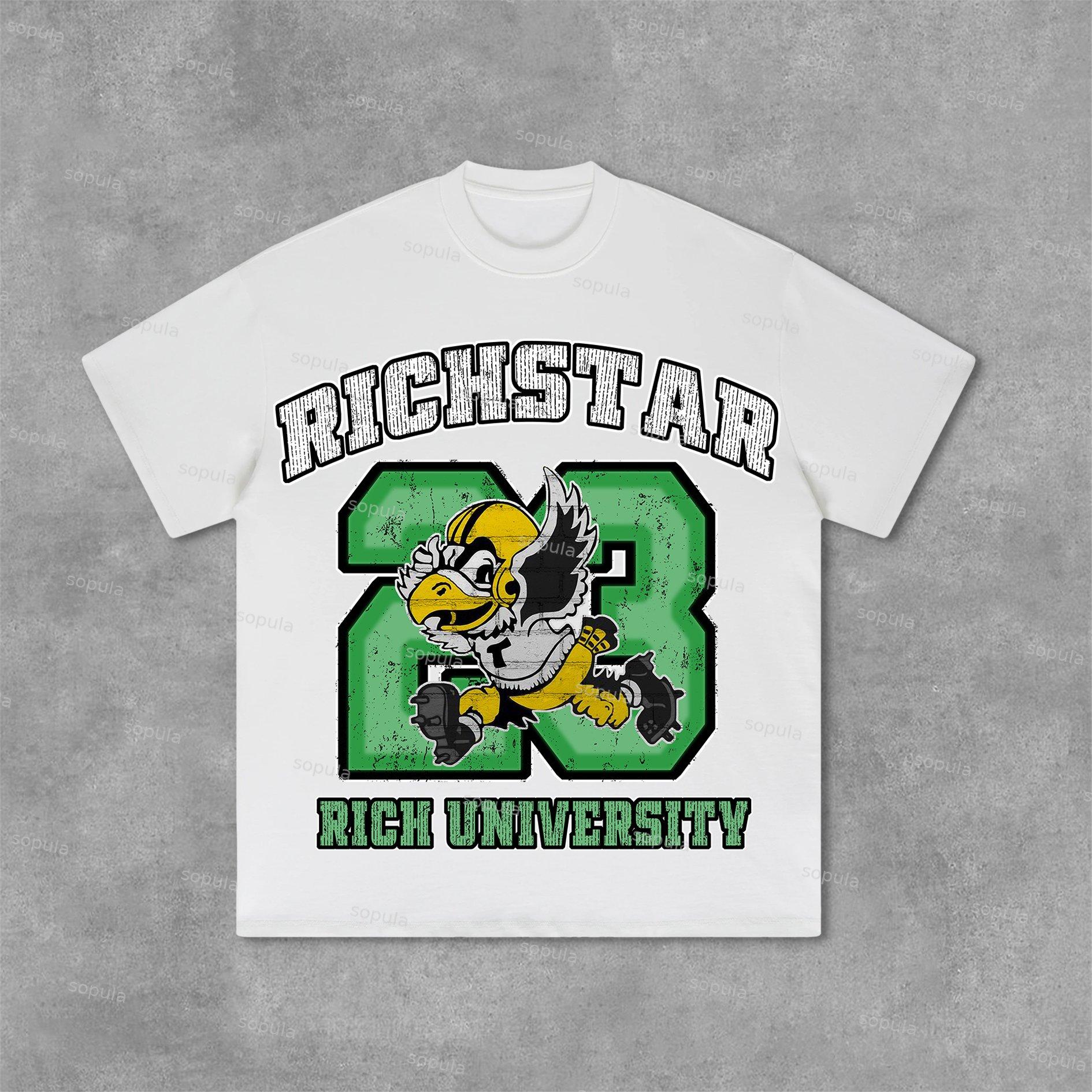 Sopula Vintage Rich Star Graphic Print Cotton T-Shirt Product Image