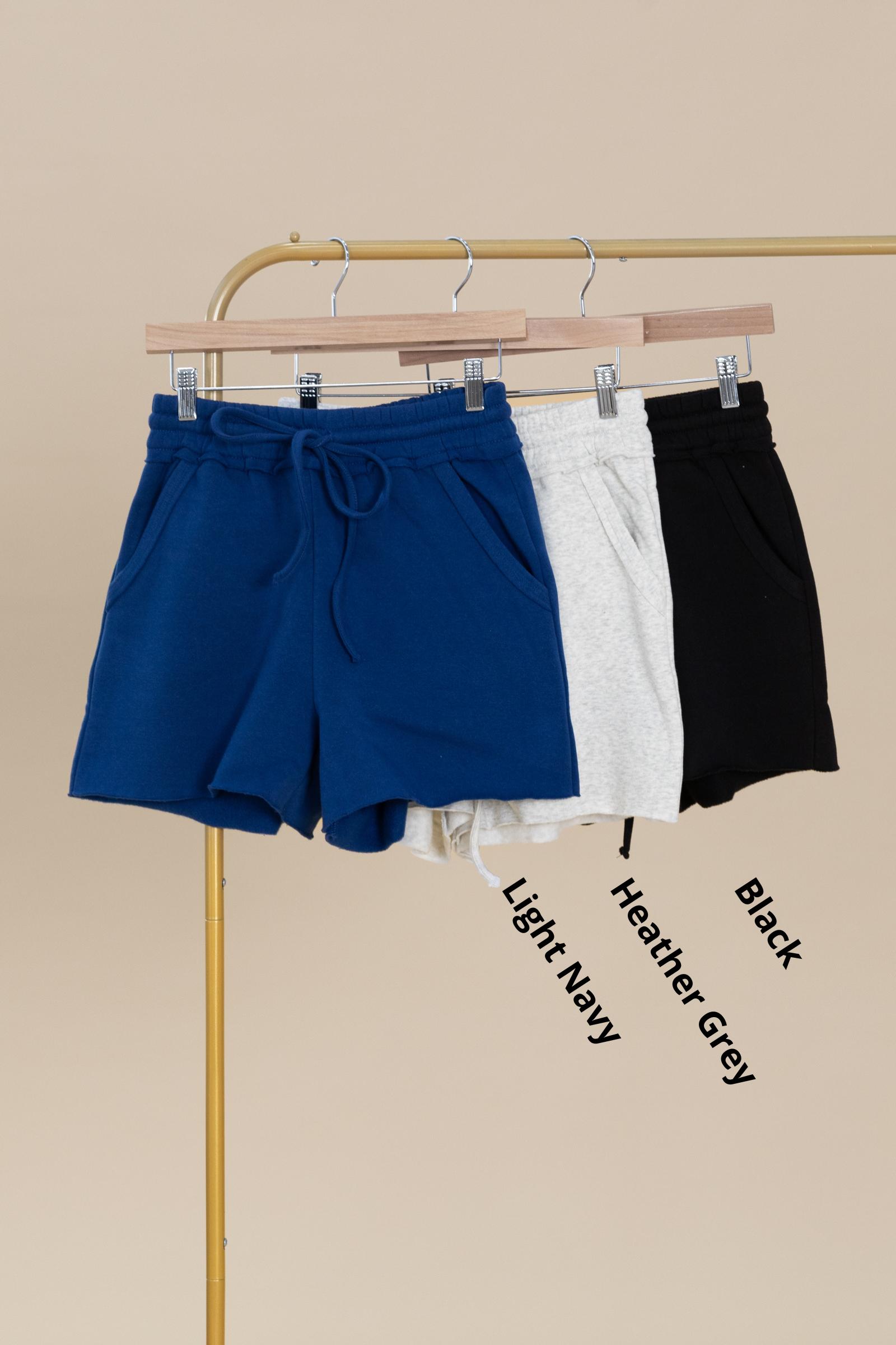 Fleece Raw Hem Drawstring Shorts Product Image