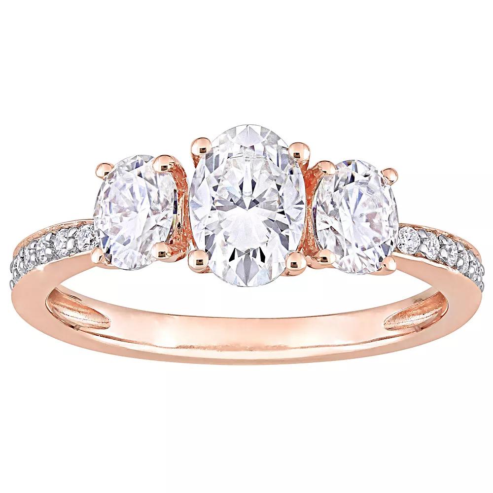 Stella Grace 10k Rose Gold Lab-Created Moissanite 3-Stone Engagement Ring, Womens Product Image