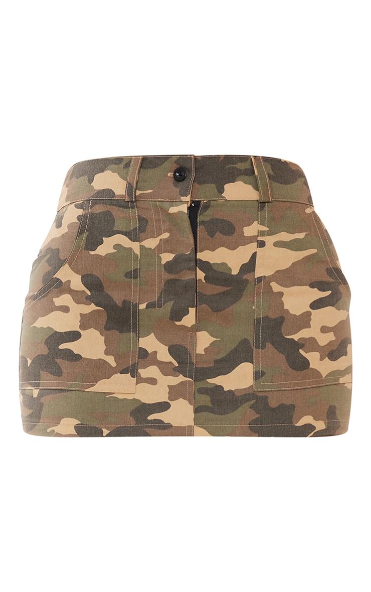 Stone Camo Printed Twill Micro Mini Skirt Product Image