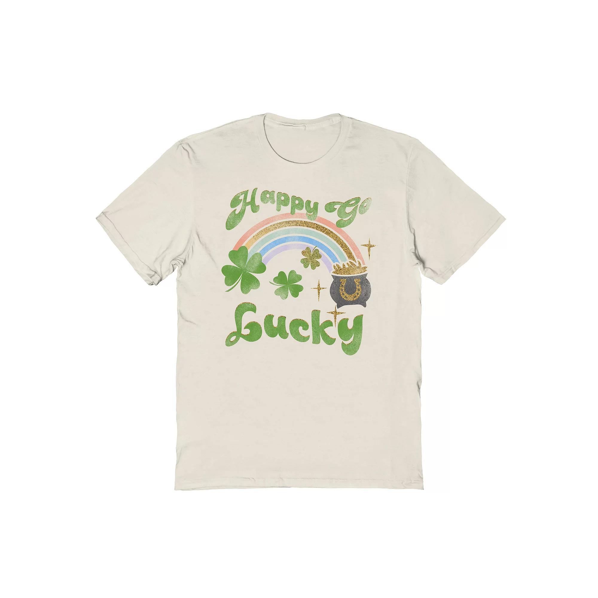 Men's St Patrick's Day Happy Go Graphic Tee, Size: Medium, Natural Product Image