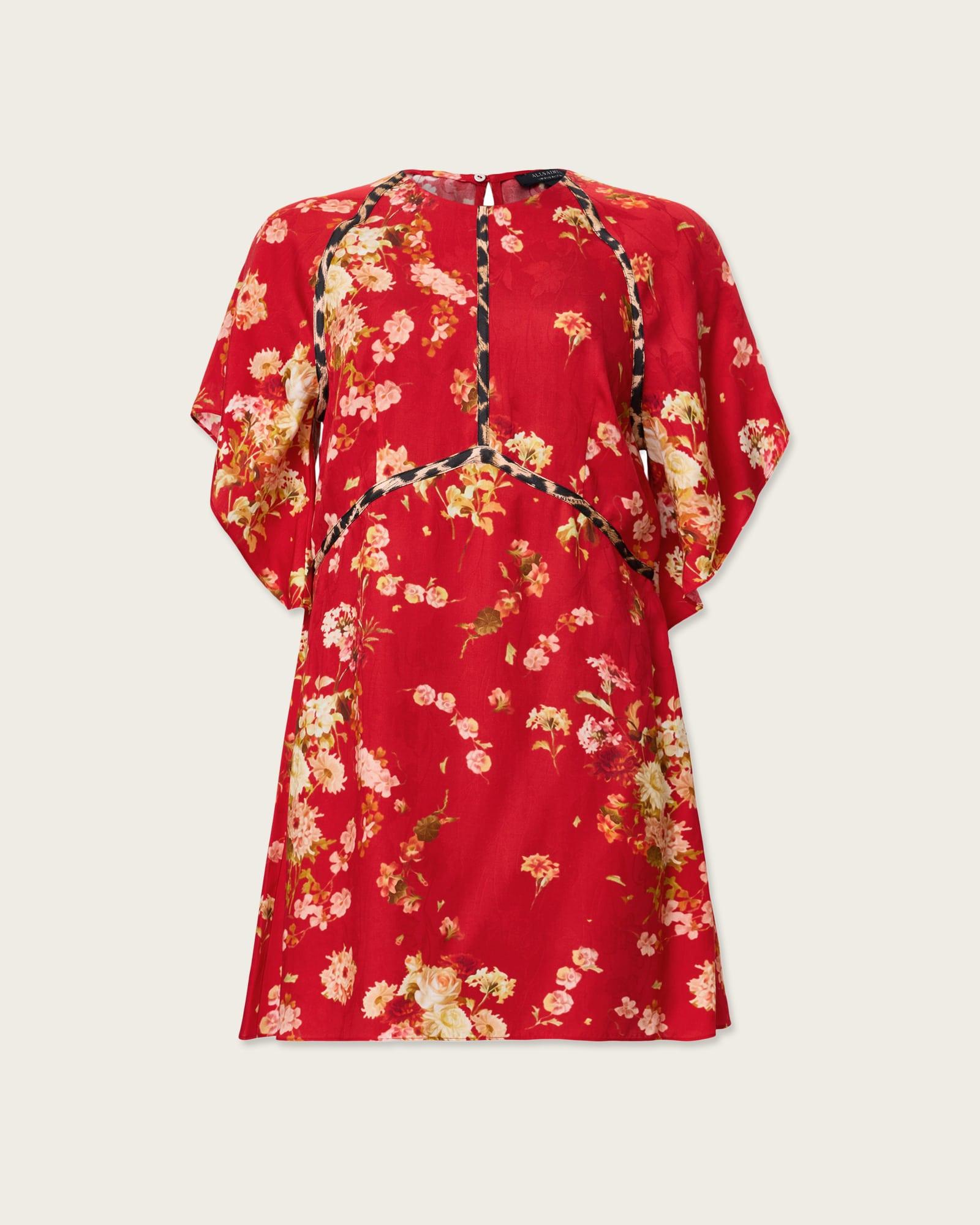 Xena Floral Print Mini Dress ARMADA RED | ALLSAINTS US Product Image