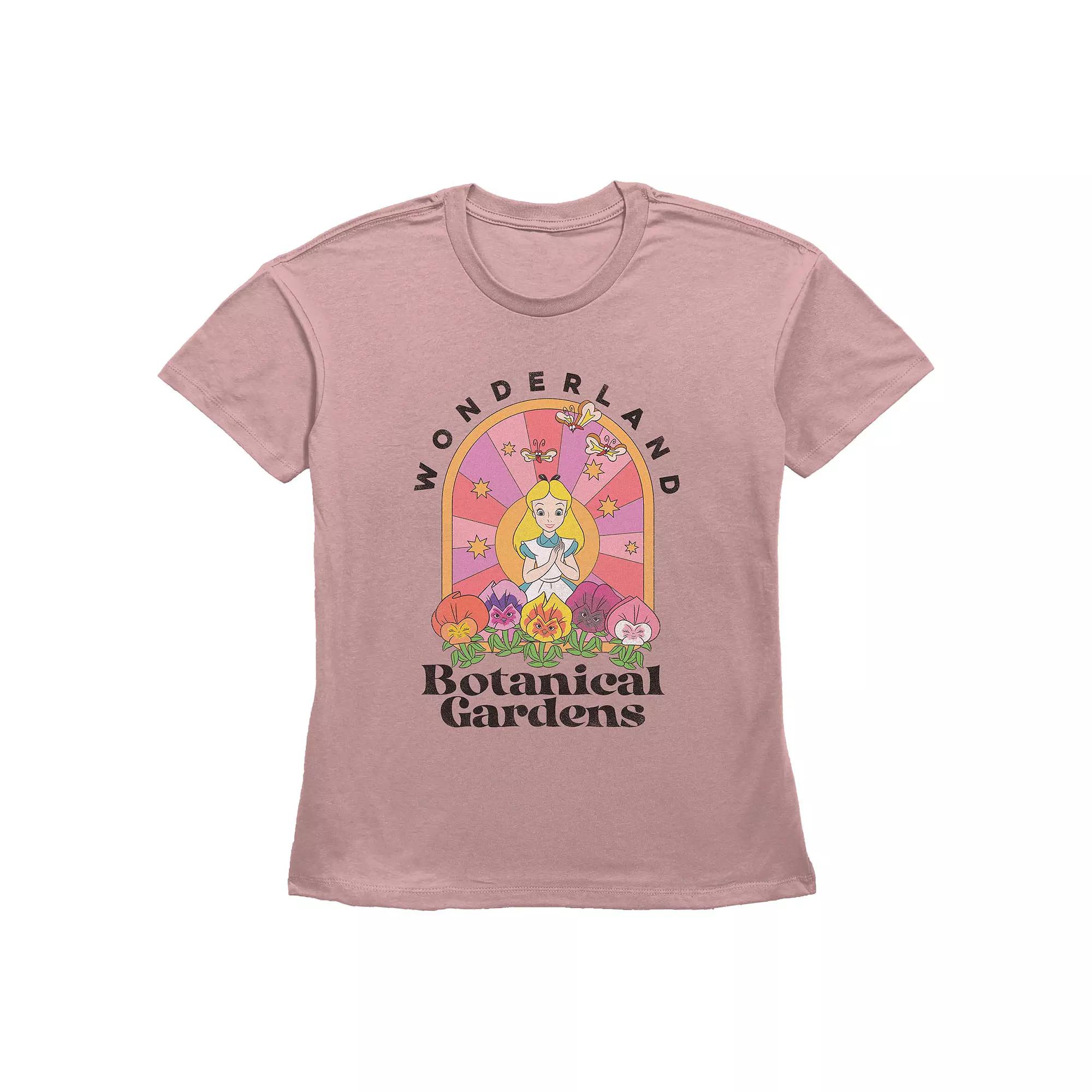 Disney's Alice In Wonderland Botanical Gardens Women's Graphic Tee, Size: XL, Desert Pink Product Image
