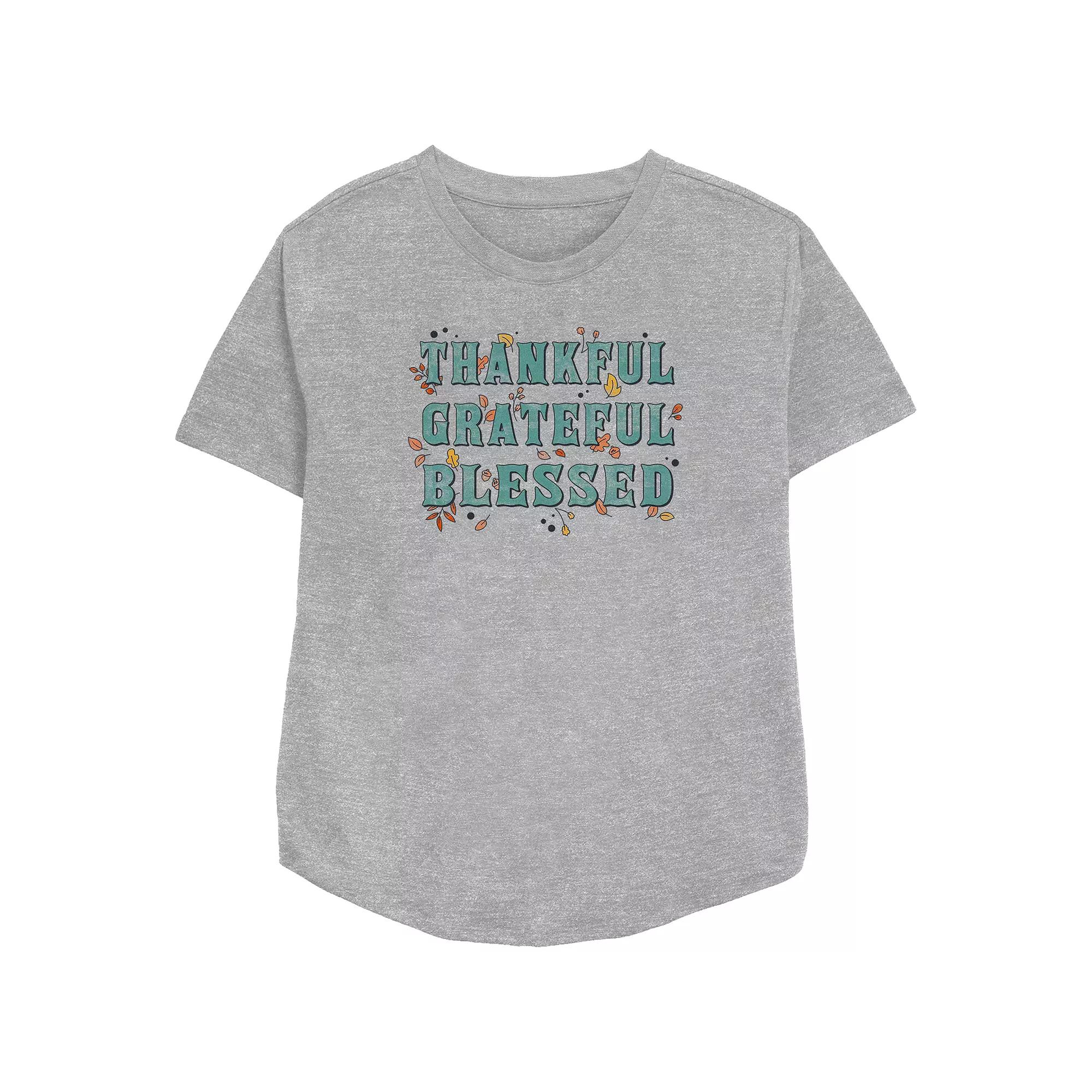 Women's Thankful Grateful Blessed Relaxed Fit Graphic Tee,  Product Image