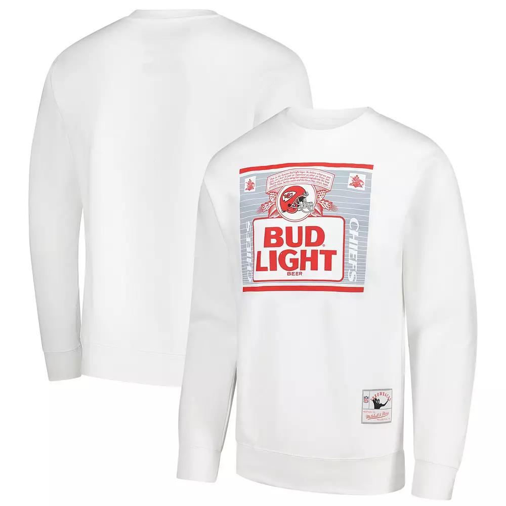 Men's Mitchell & Ness White Kansas City Chiefs NFL x Bud Light The Crest Pullover Sweatshirt, Size: 2XL Product Image