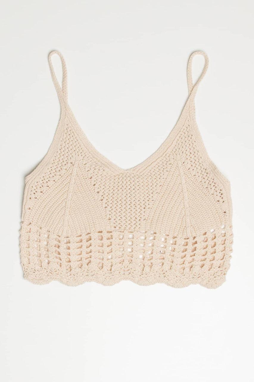 Beige Net Knit Crop Cami Product Image