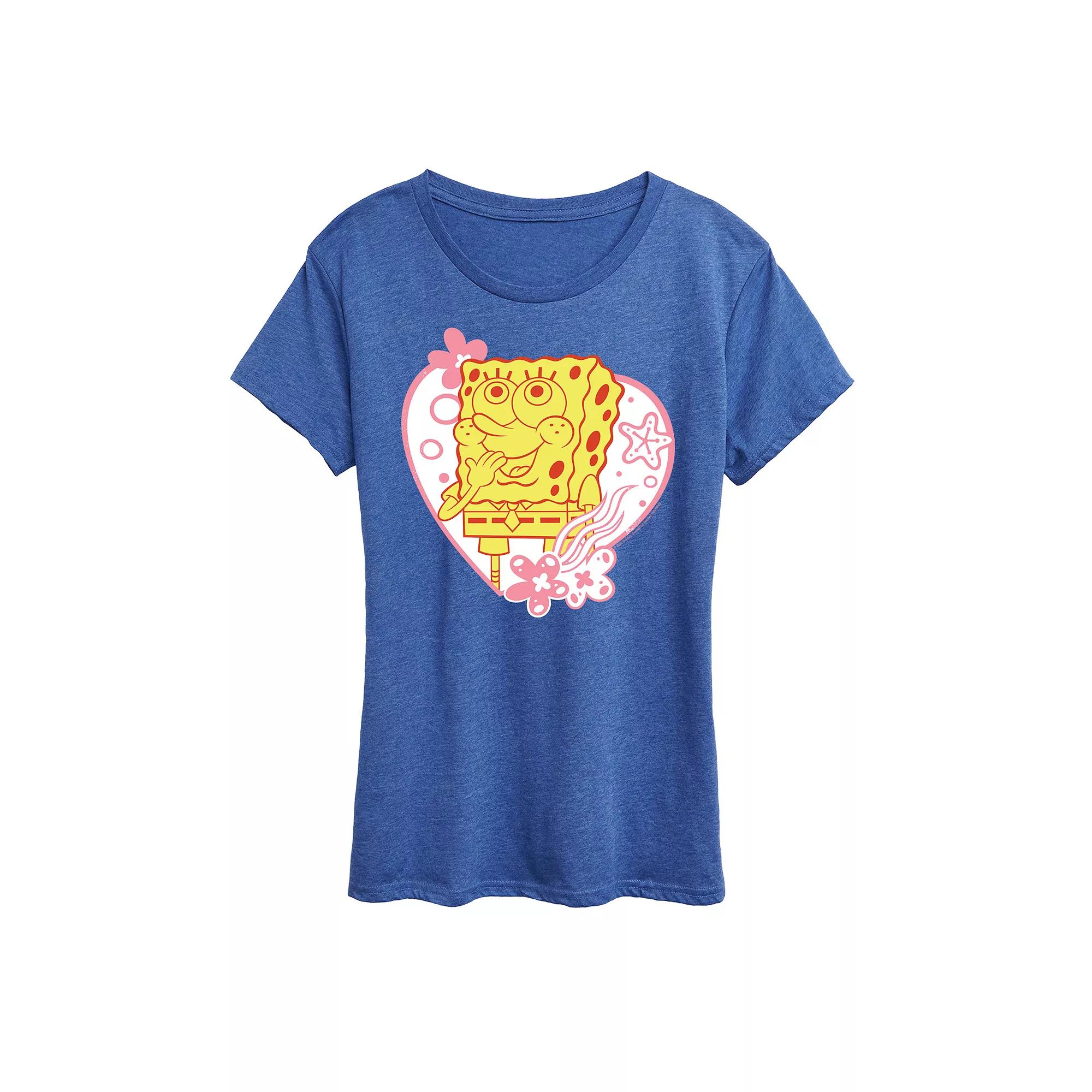 Women's Spongebob Squarepants Heart Graphic Tee,  Product Image