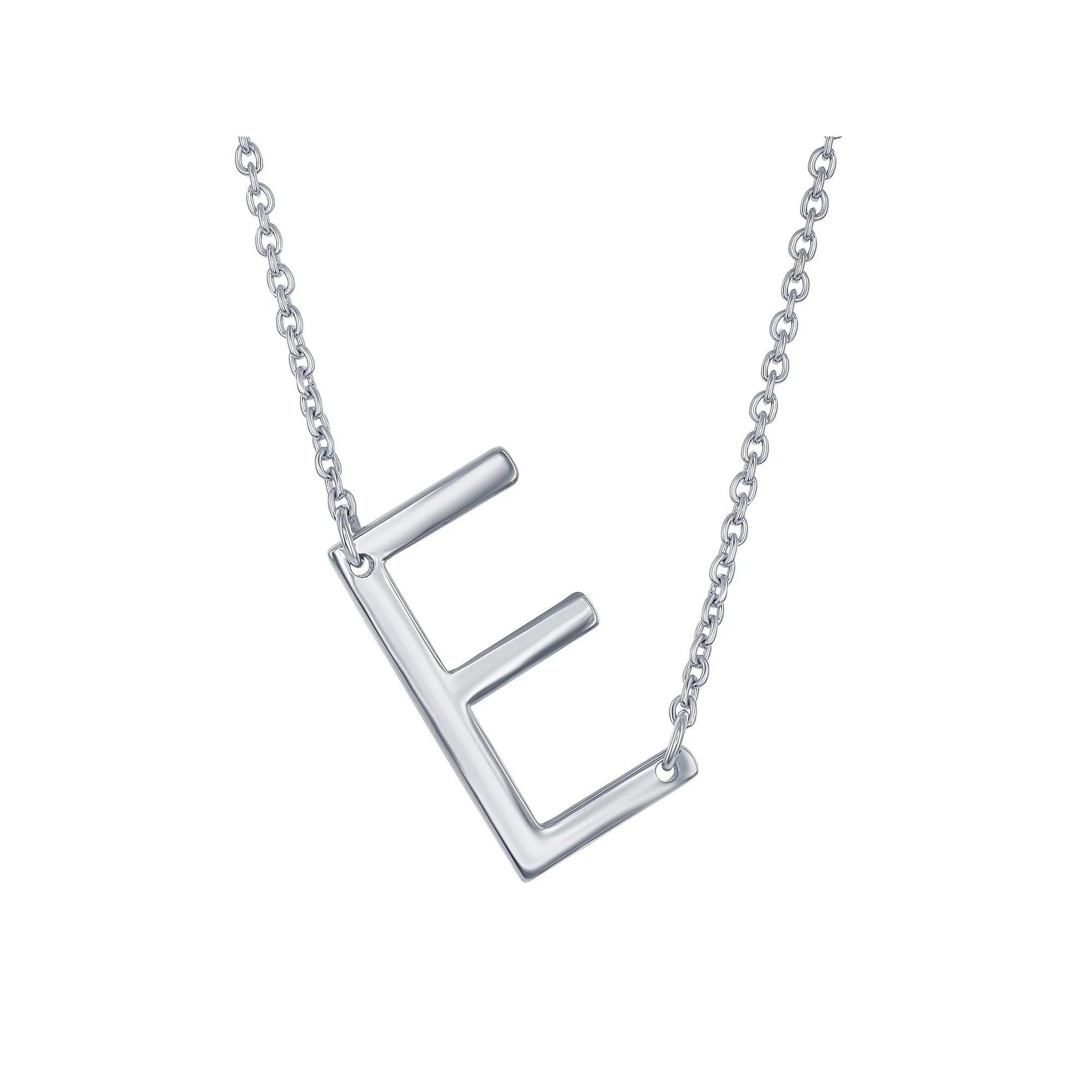 Sterling Silver Sideways Initial Necklace, Womens Sterling B Product Image