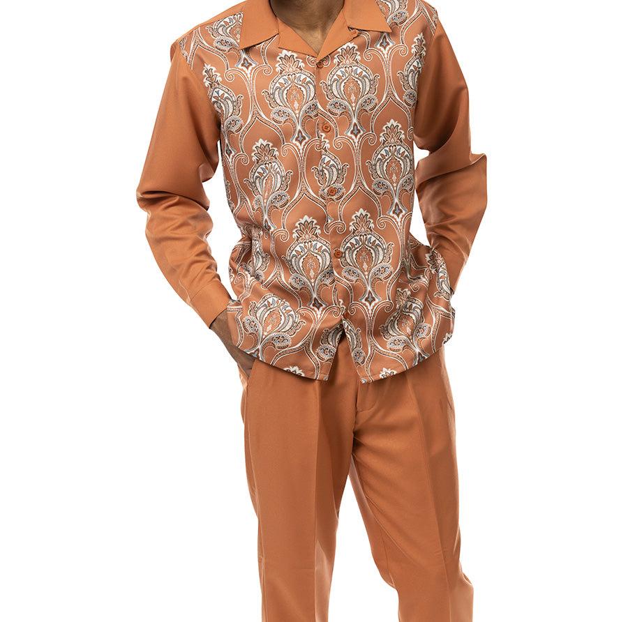 Clay Front Print Design 2 Piece Long Sleeve Walking Suit Set Product Image