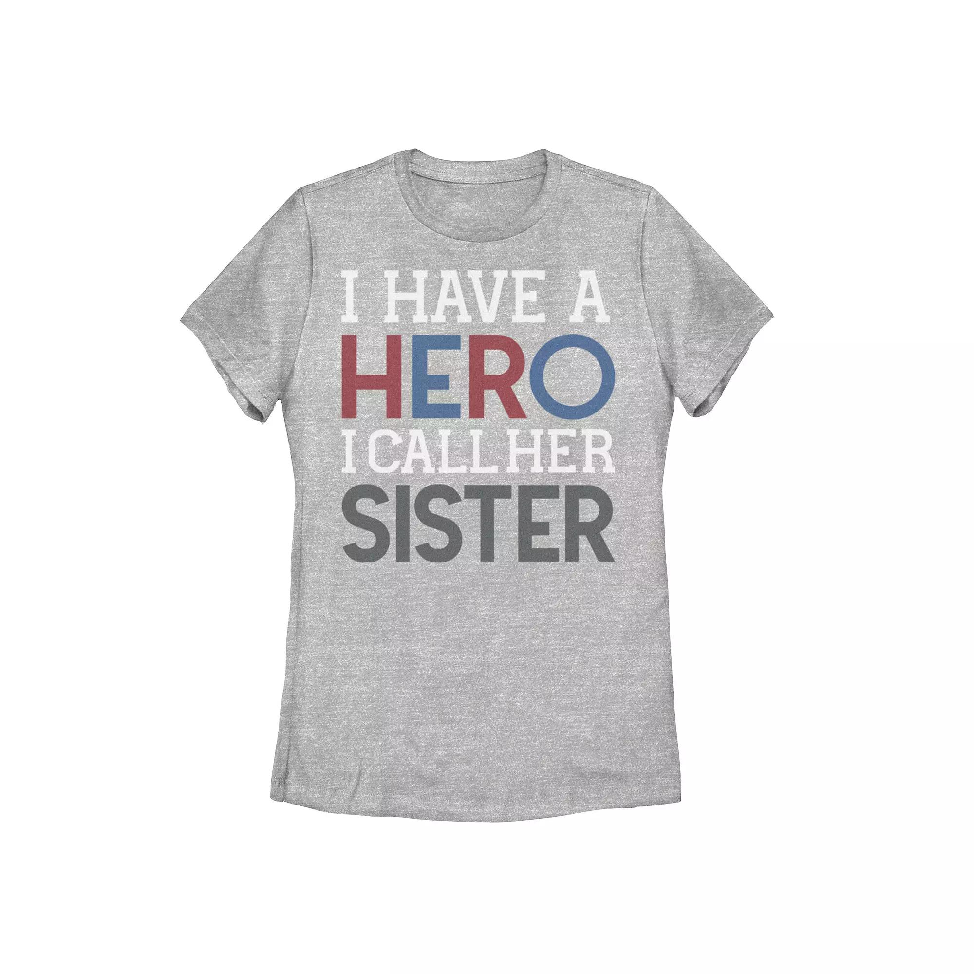 Junior's I Have A Hero I Call Her Sister Word Stack Tee, Girl's, Size: Medium, Athletic Grey Product Image