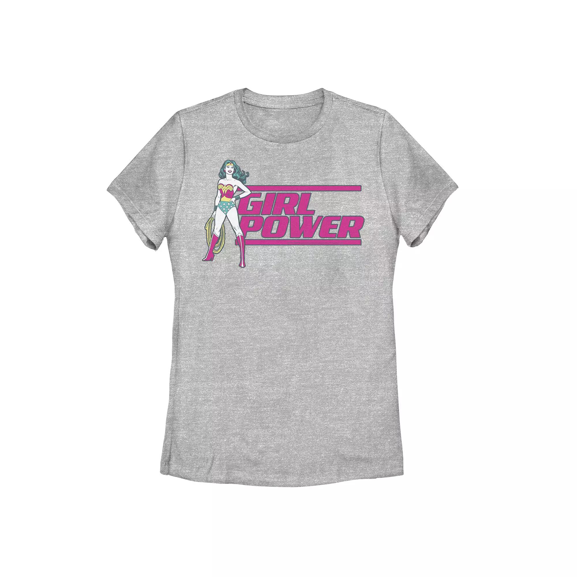 Juniors' DC Comics Wonder Woman "Girl Power" Lasso Graphic Tee, Girl's, Size: XL, Athletic Grey Product Image