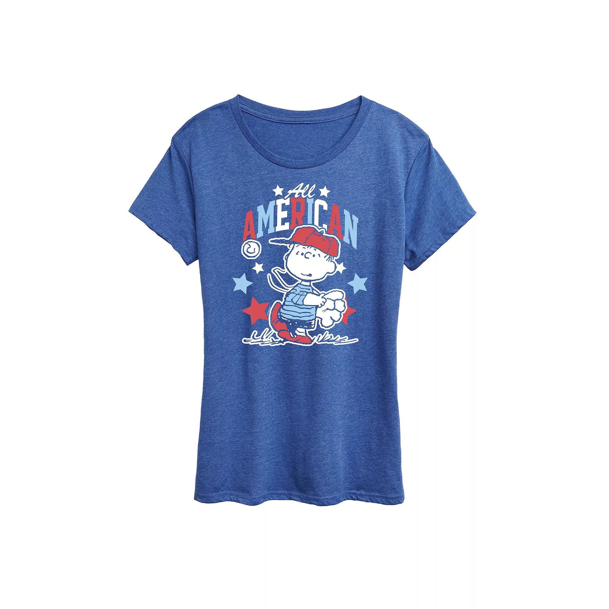 Women's Peanuts Linus American Baseball Graphic Tee,  Product Image