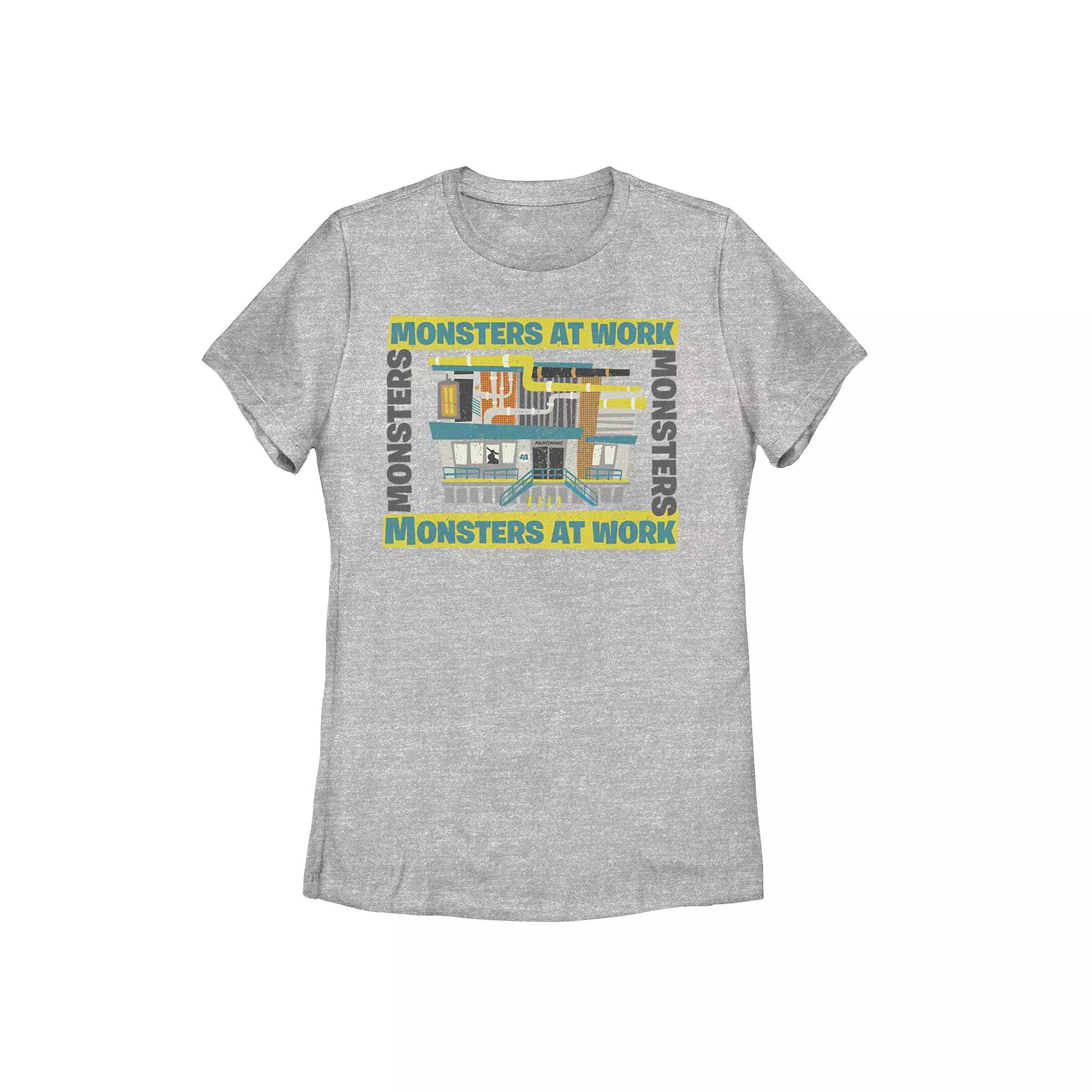 Disney / Pixar's Monsters At Work Juniors' Building Logo Graphic Tee, Girl's, Size: XXL, Athletic Grey Product Image