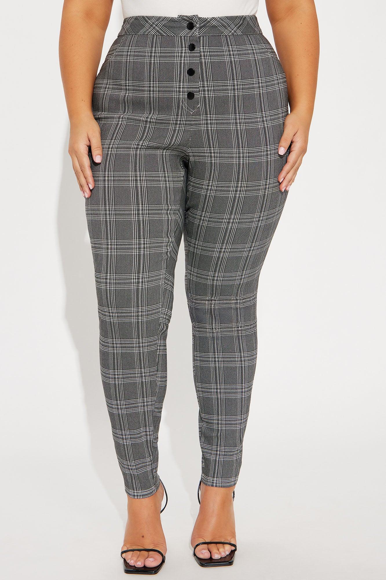 Chasity Plaid Pant - Black/White Product Image