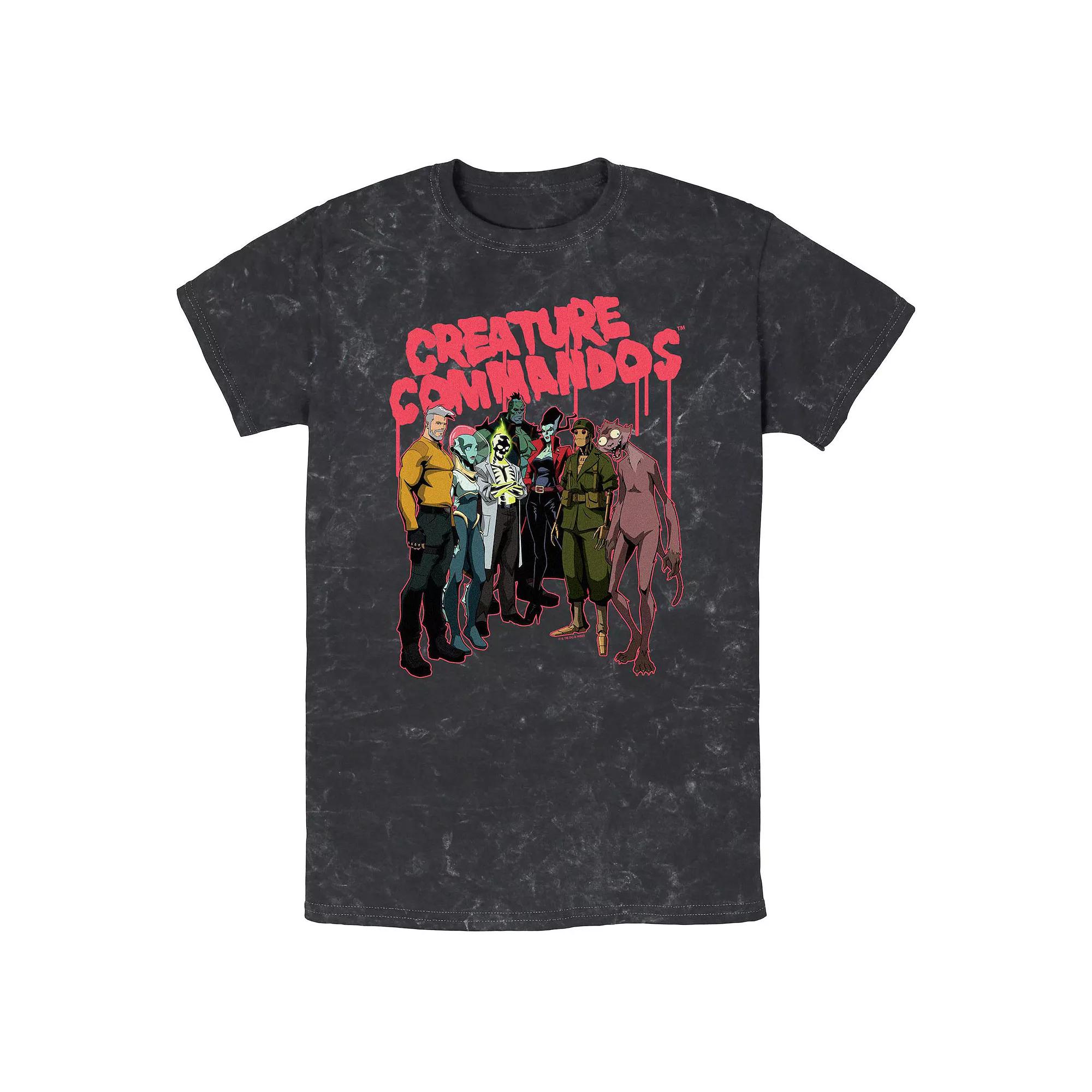 Men's Creature Commandos Crew Portrait Mineral Wash Graphic Tee,  Product Image