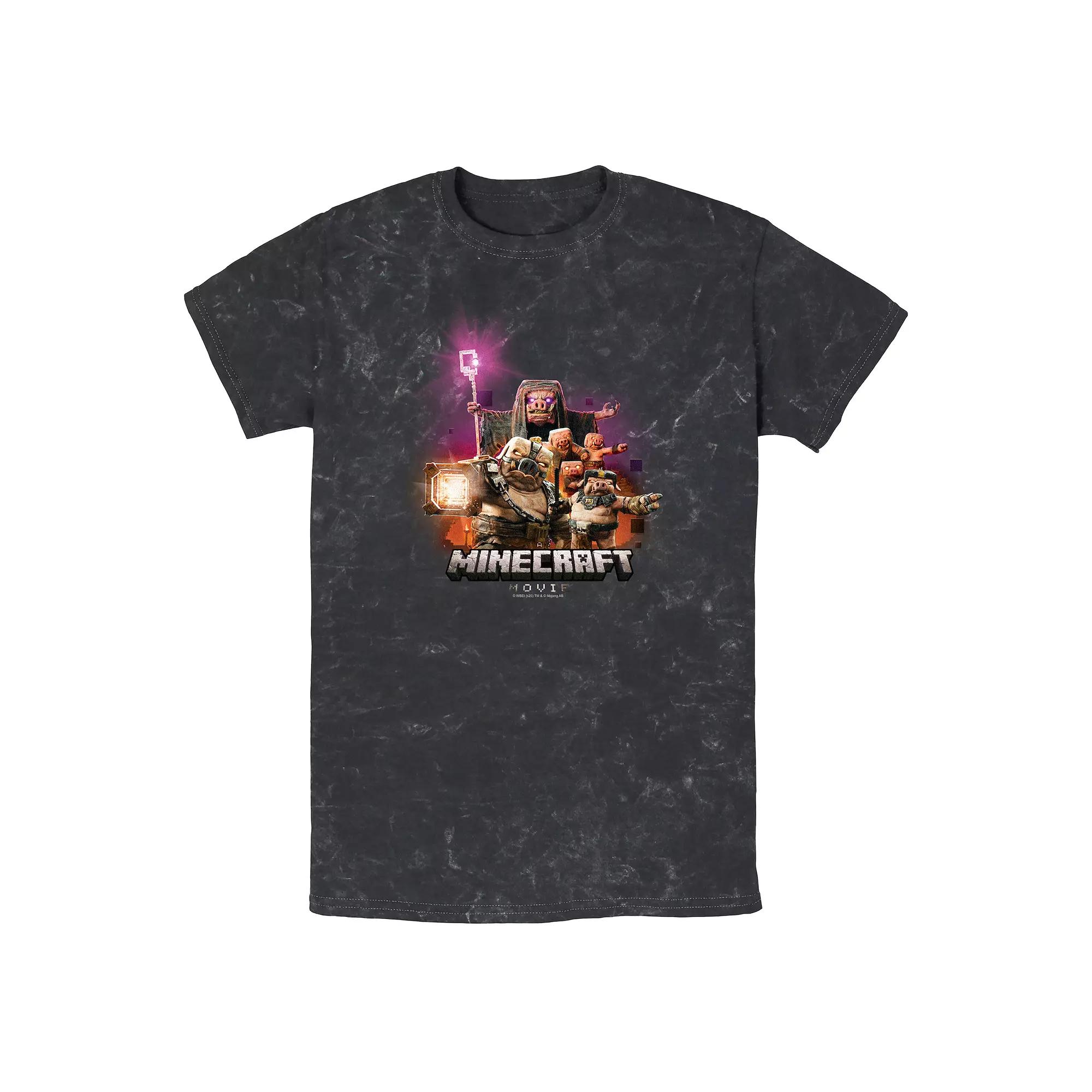 Men's Minecraft Movie Piglings Attack Mineral Wash Graphic Tee,  Product Image