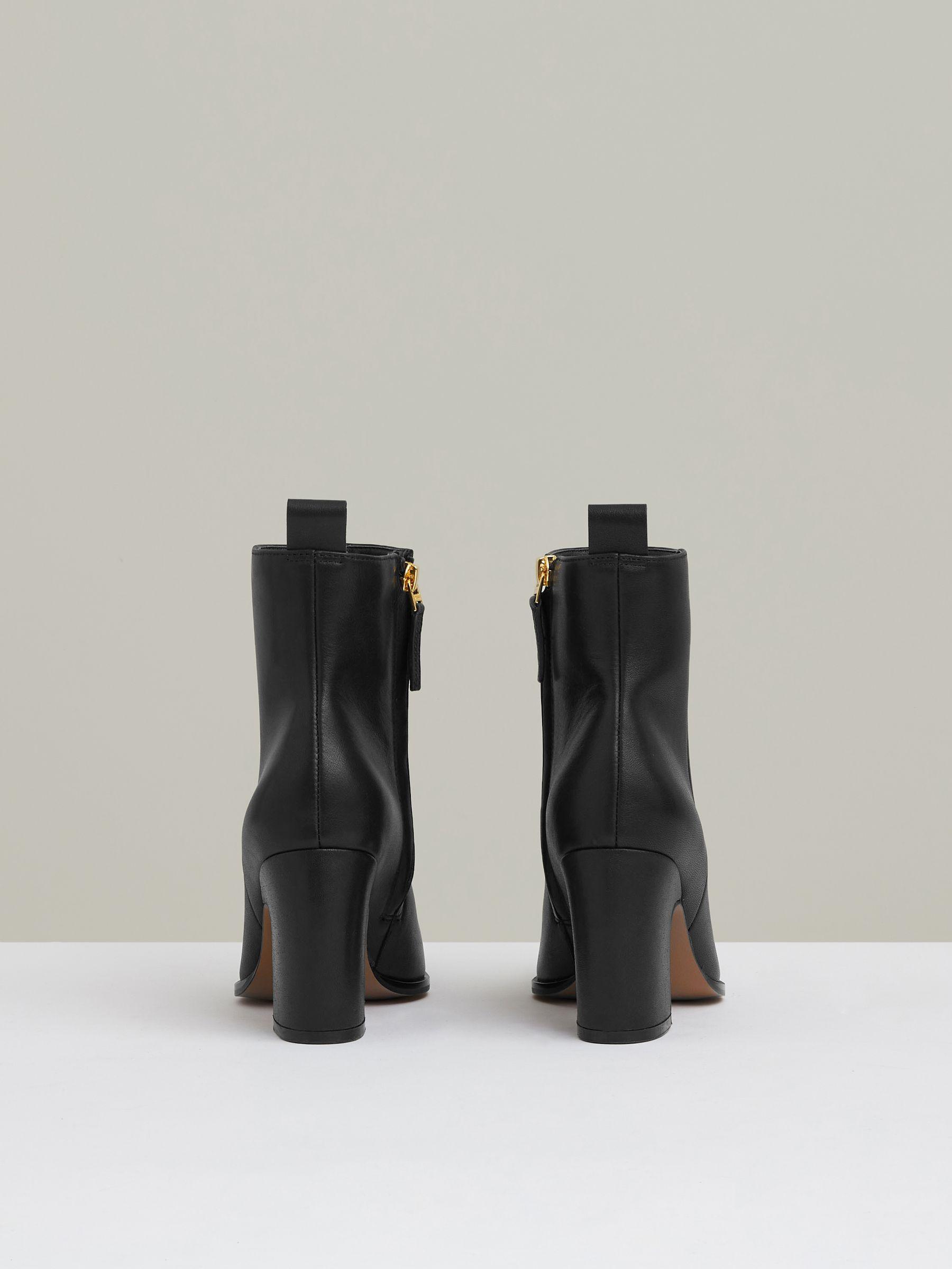 Leather Blocked Heel Ankle Boots in Black Product Image