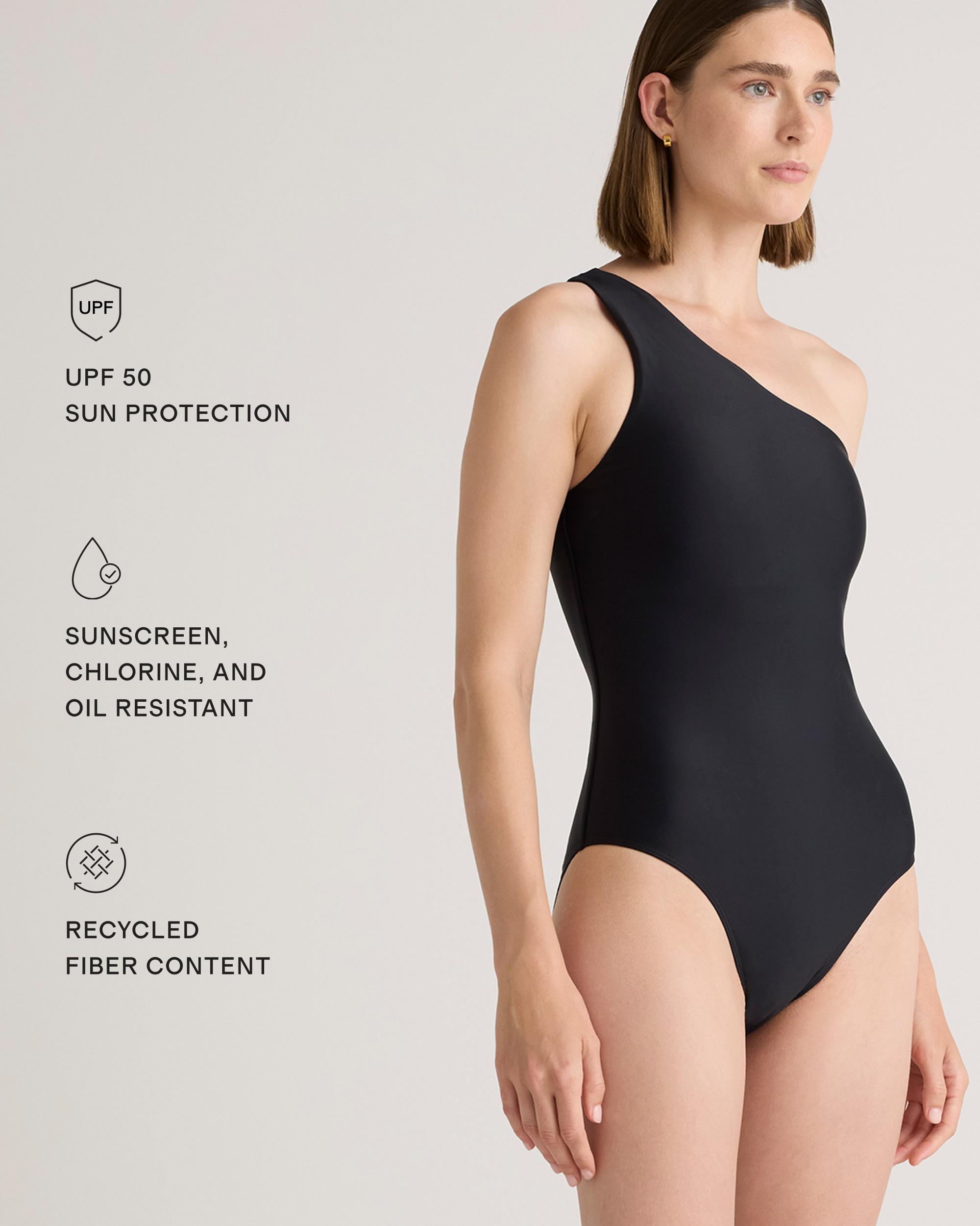 Quince | Women's Italian One Shoulder One-Piece Swimsuit Size XS, 78% Recycled Polyamide, 22% Spandex Product Image
