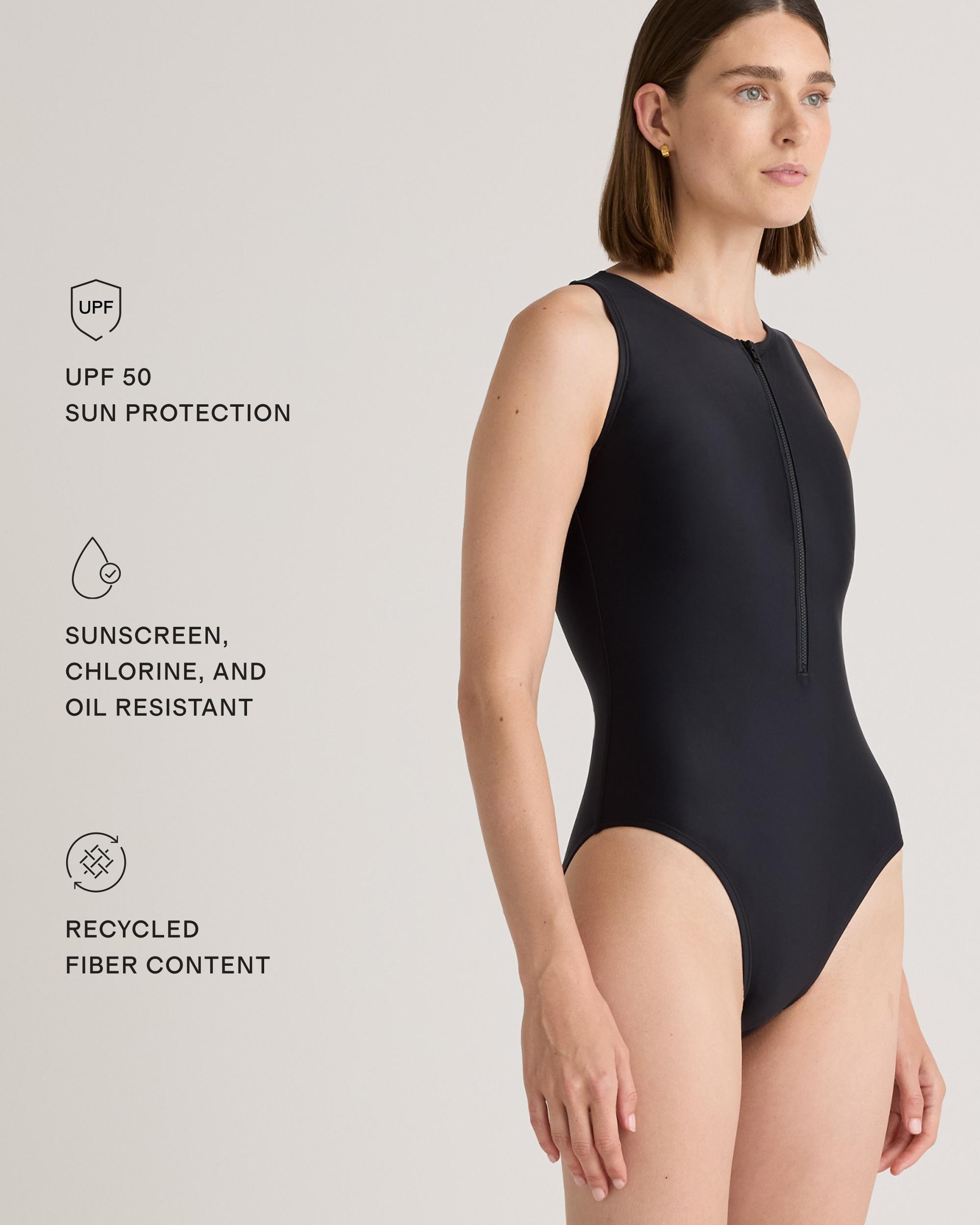 Quince | Women's Italian Zip-Front One-Piece Swimsuit 78% Recycled Polyamide, 22% Spandex Product Image