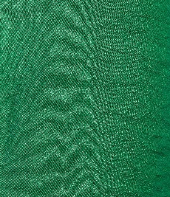 Gibson & Latimer Moonshadow Satin Split Round Neck Dropped Short Roll Tab Sleeve Hi-Low Shirttail Blouse Product Image