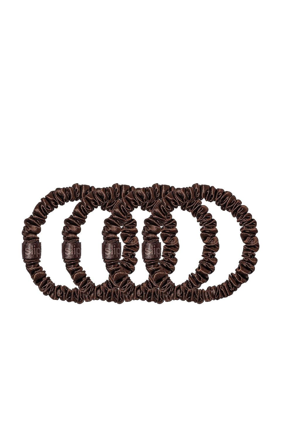 Skinny Scrunchies 4 Pack In Dark Brown slip Product Image