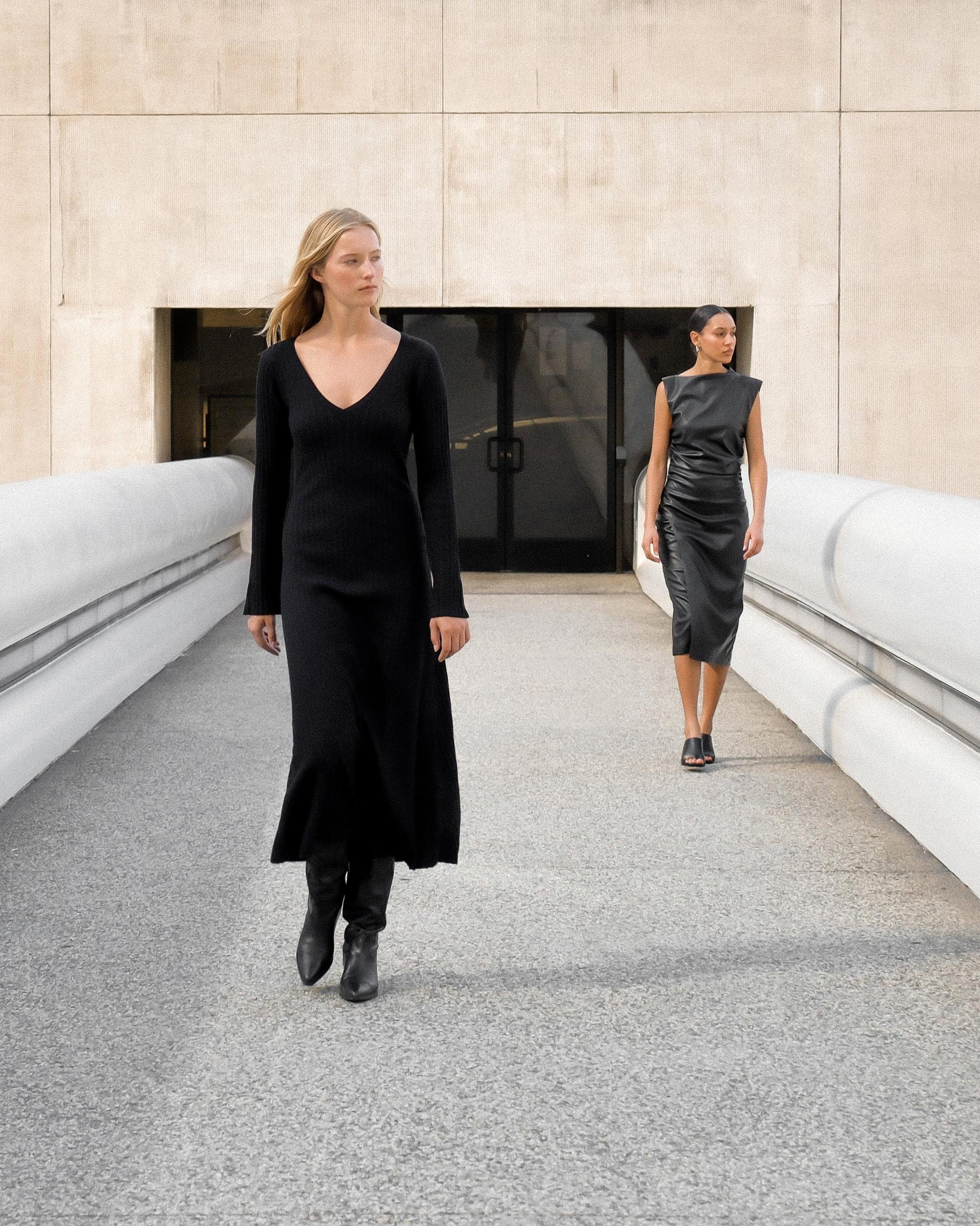 Channing Vegan Leather Wrap-Neck Dress Product Image