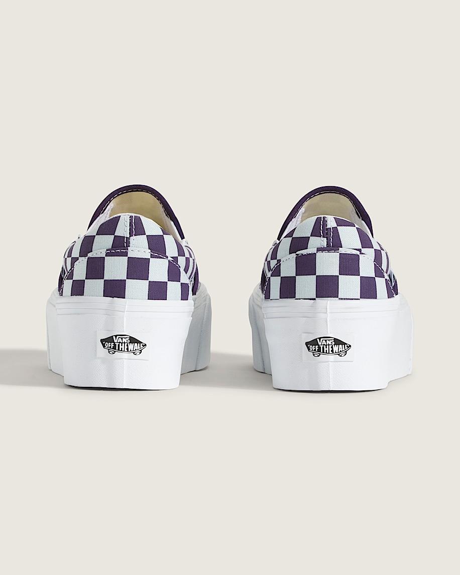 Classic Slip-On Platform Checkerboard Shoe in Checkerboard Mist Blue / Gothic Grape Purple| Vans US Product Image