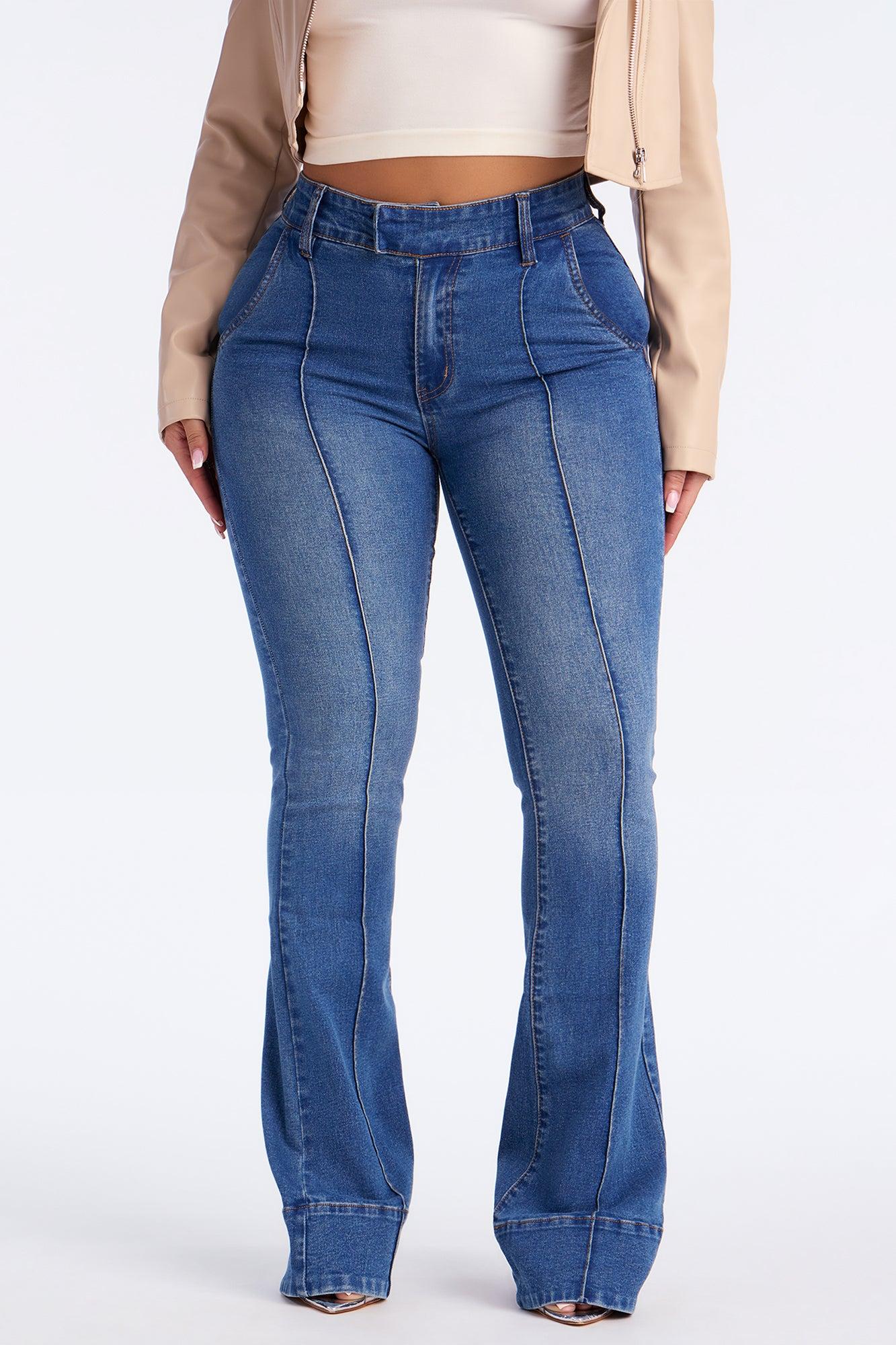 Crush On You Pintuck Flare Jeans - Medium Wash Female Product Image