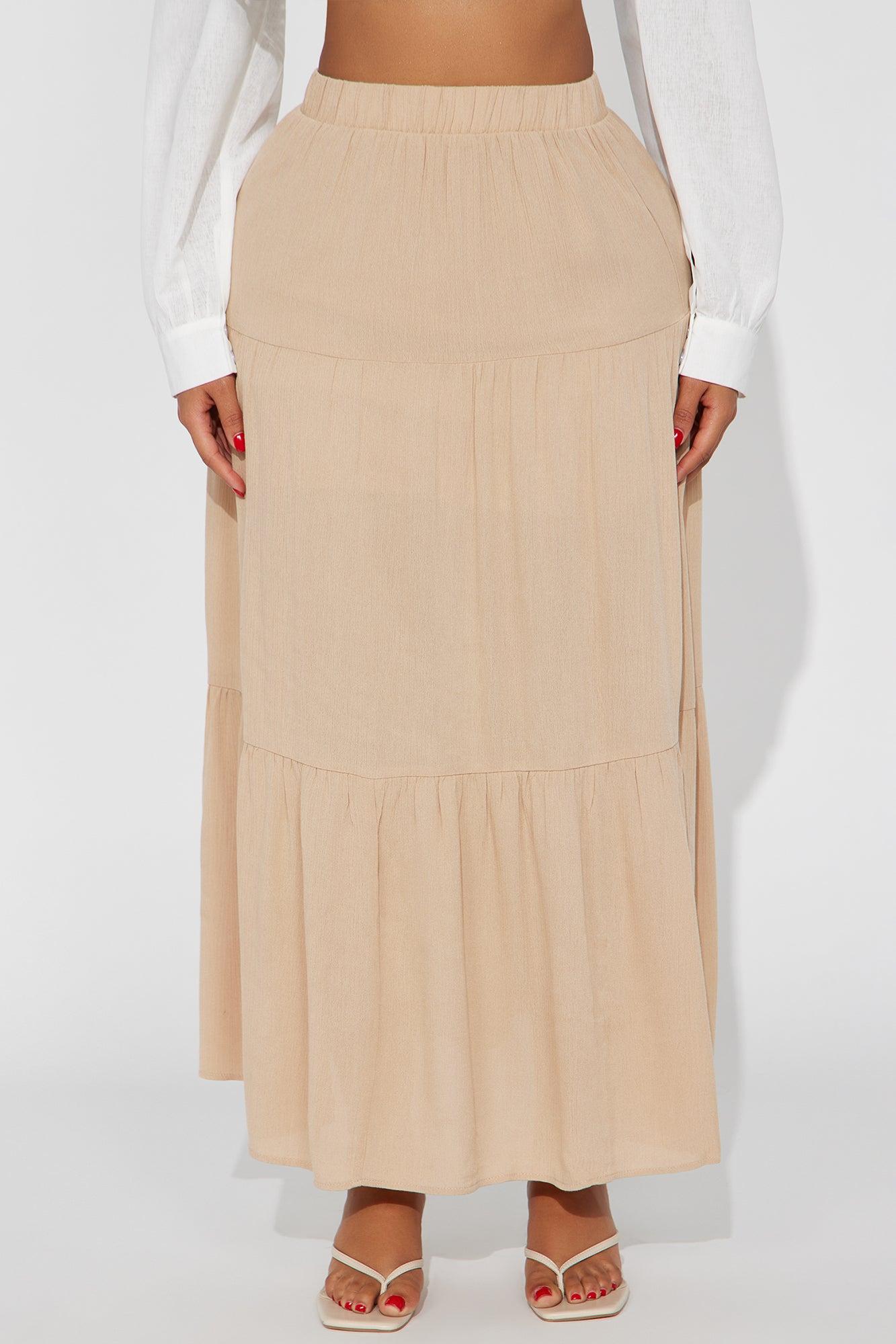 Julia Tiered Gauze Maxi Skirt - Taupe Product Image