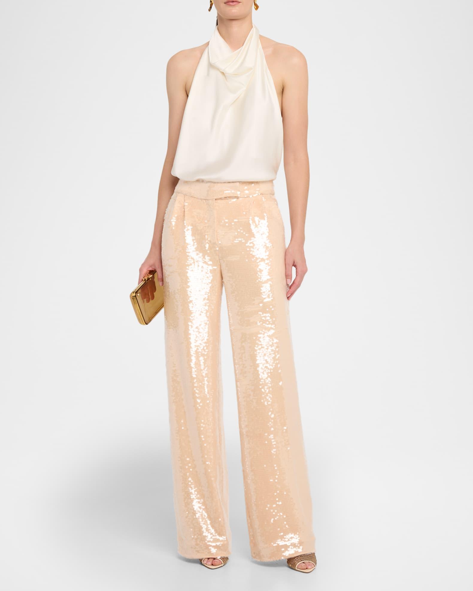 Sequin Pleated Wide-Leg Trousers Product Image