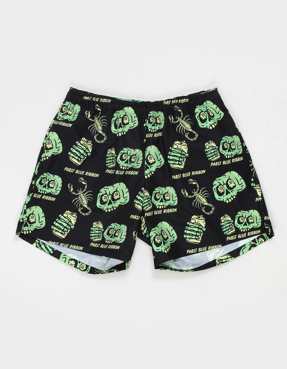 PABST BLUE RIBBON Mens Swim Shorts - BLACK Product Image
