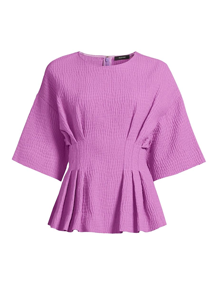 Womens Crinkle Pleated Cotton Top Product Image