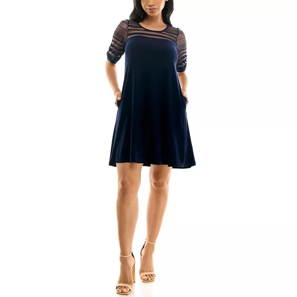 Women's Nina Leonard Semi-Sheer Dress,  Product Image