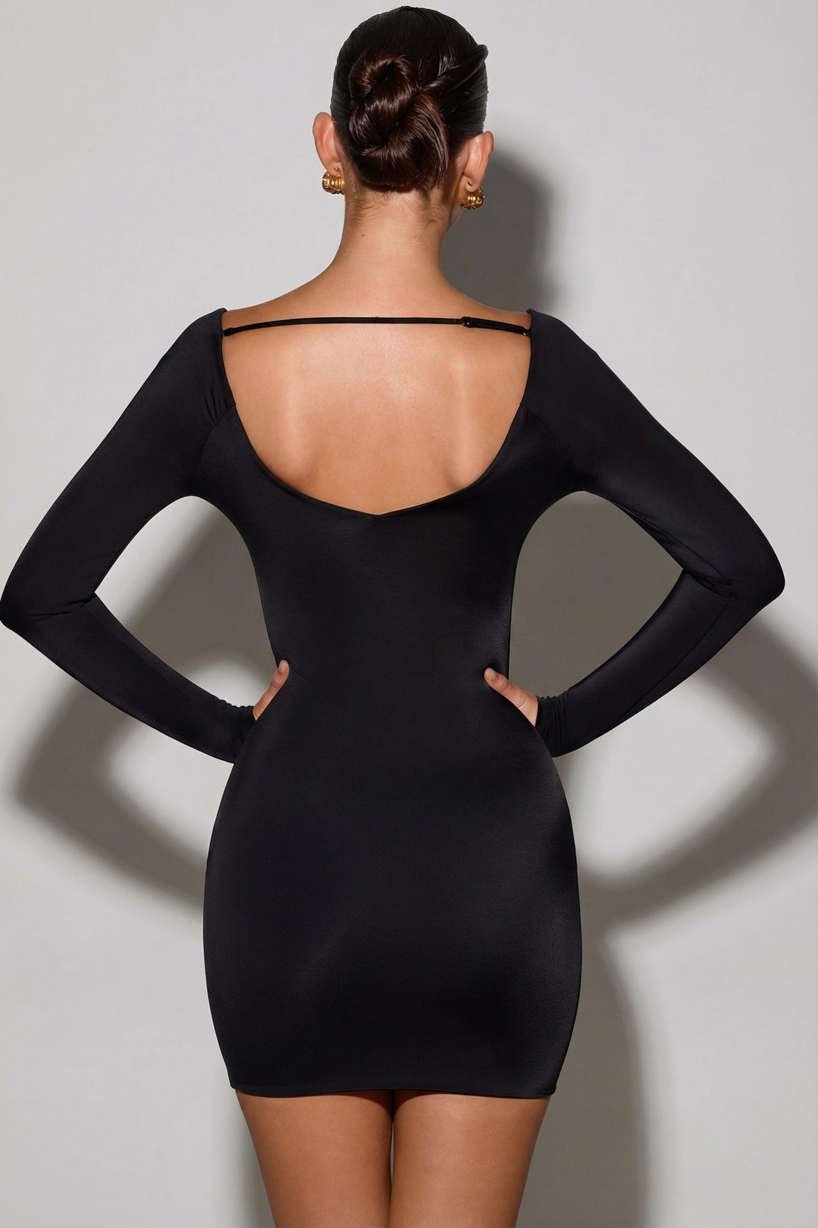 Scoop-Neck Mini Dress in Black Female Product Image