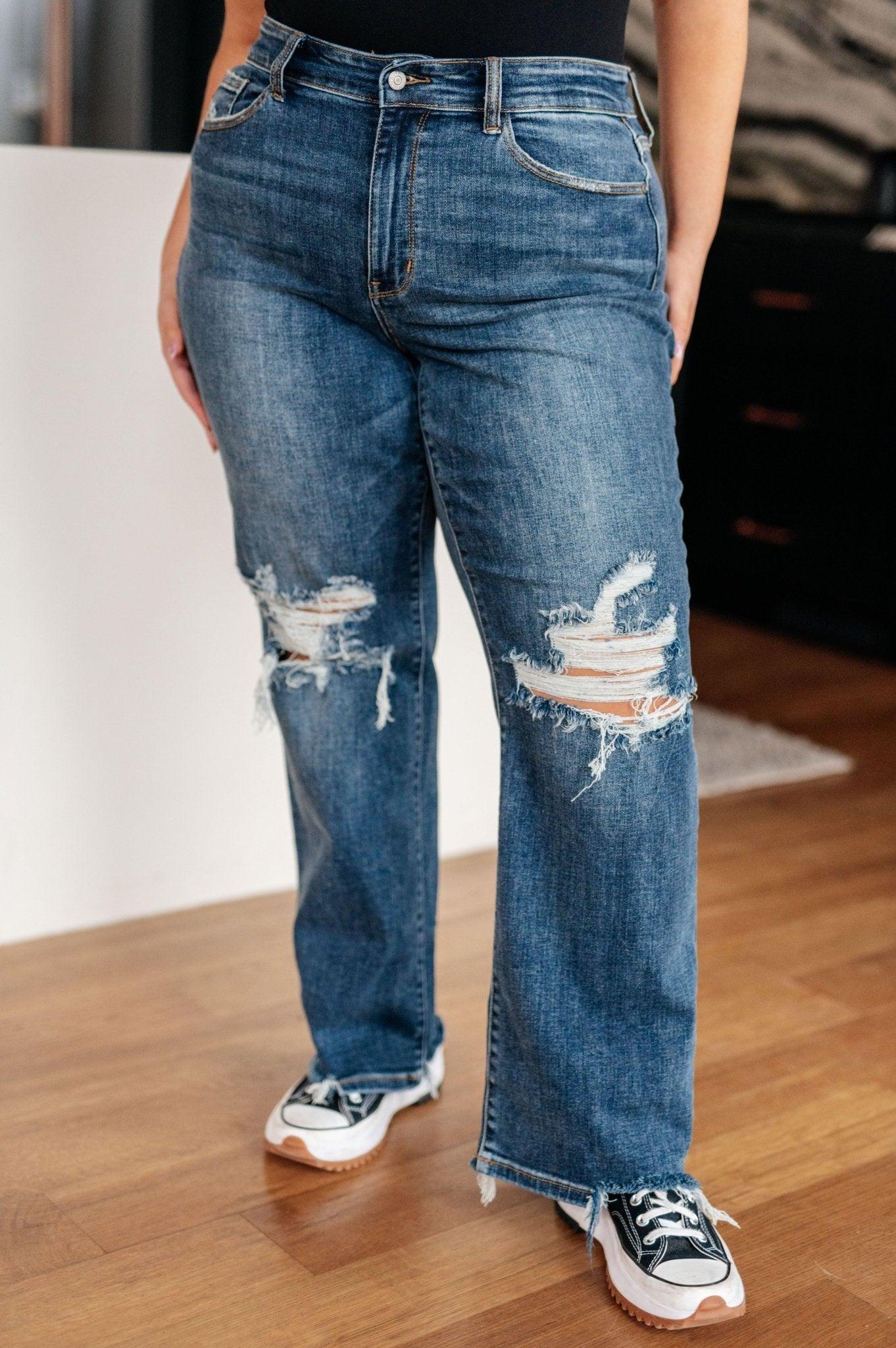 Rose High Rise 90's Straight Jeans in Dark Wash (Online Exclusive) Product Image