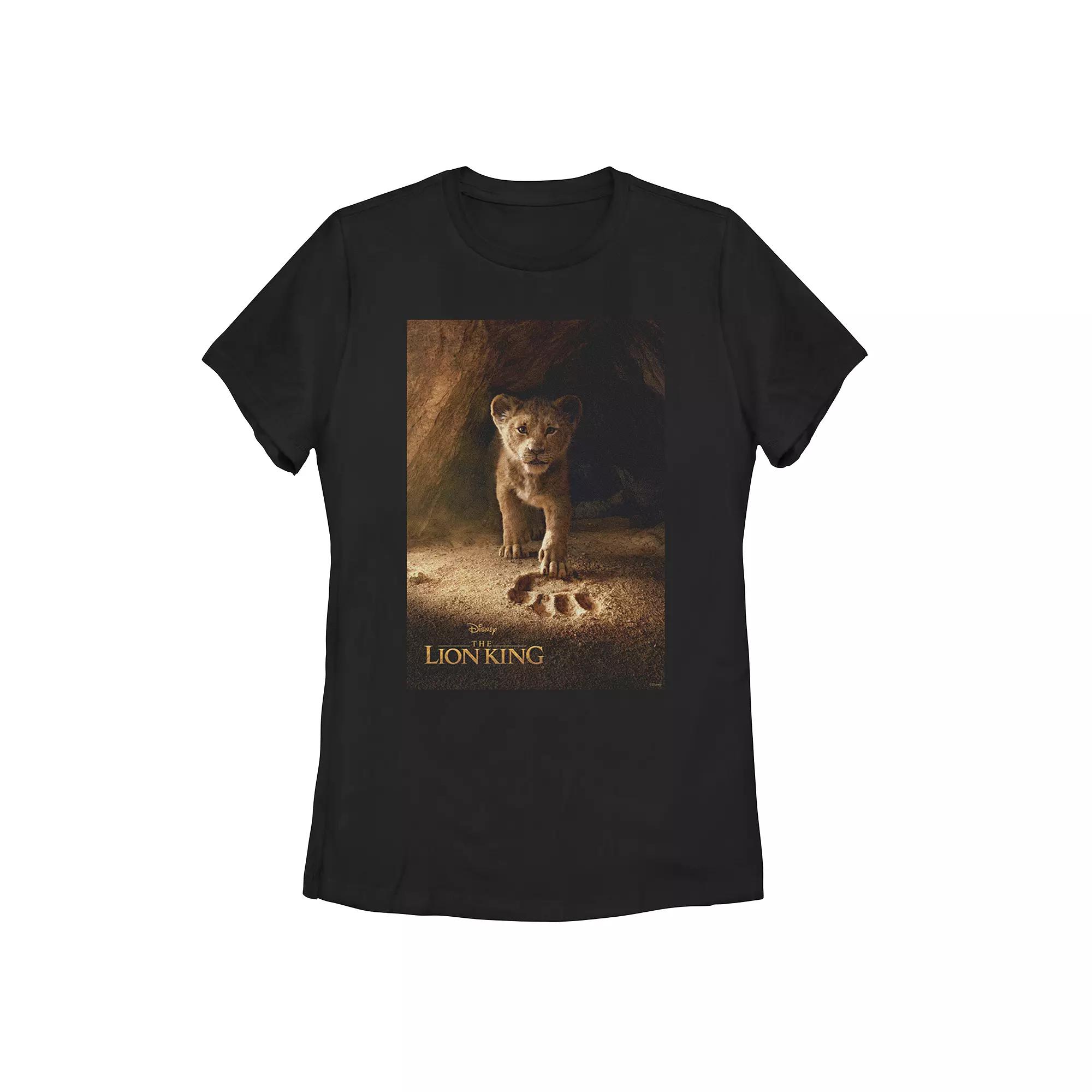 Juniors' Disney's The Lion King Simba Paw Print Poster Tee Shirt, Girl's, Size: Small, Black Product Image