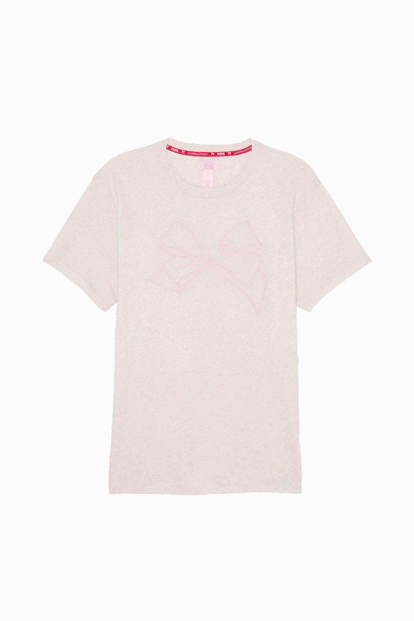 PINK x LoveShackFancy Campus Cotton Tee - GLACIAL MIST Product Image