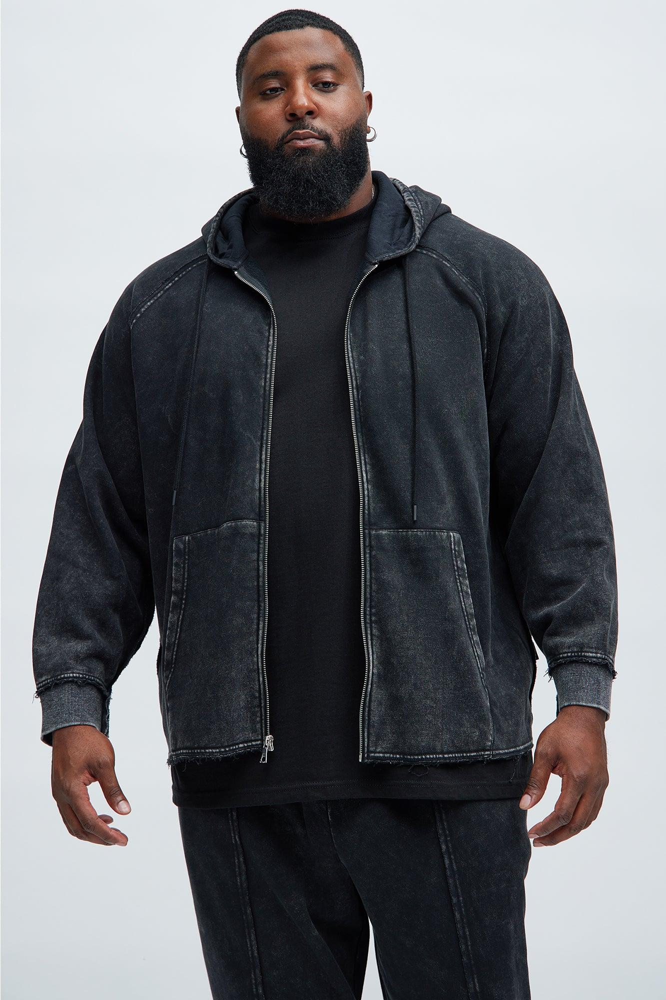Tyson Oversized Frayed Seams Hoodie - Black Product Image