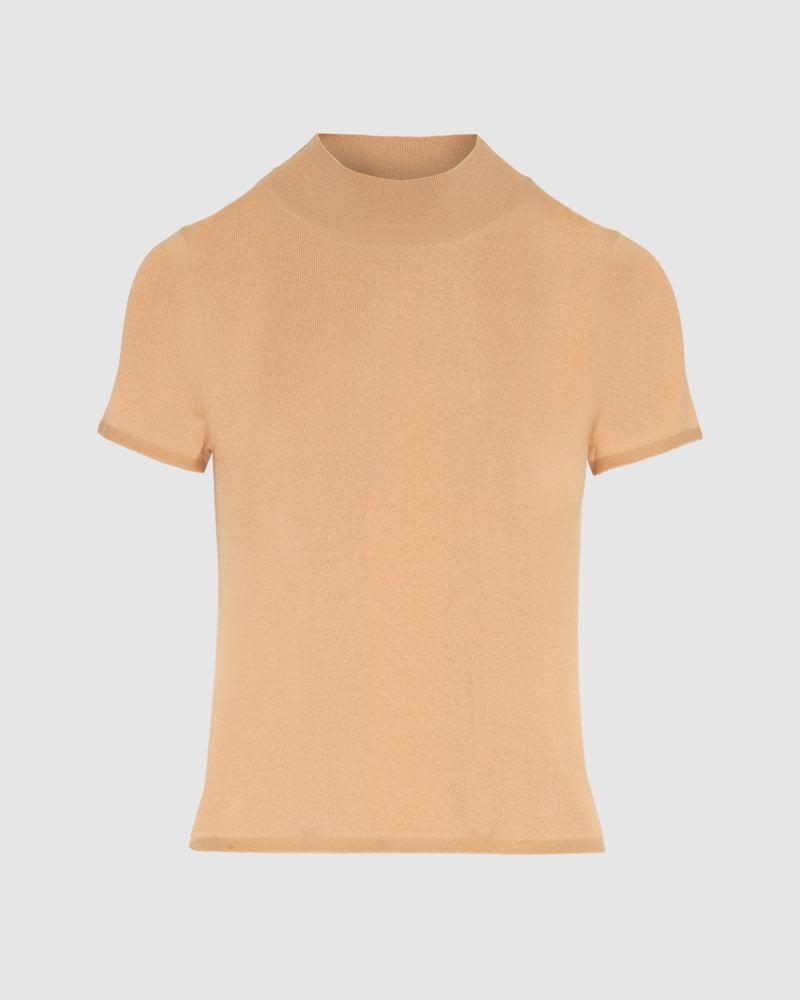 Cashmere Mock Neck Short Sleeve Sweater Product Image