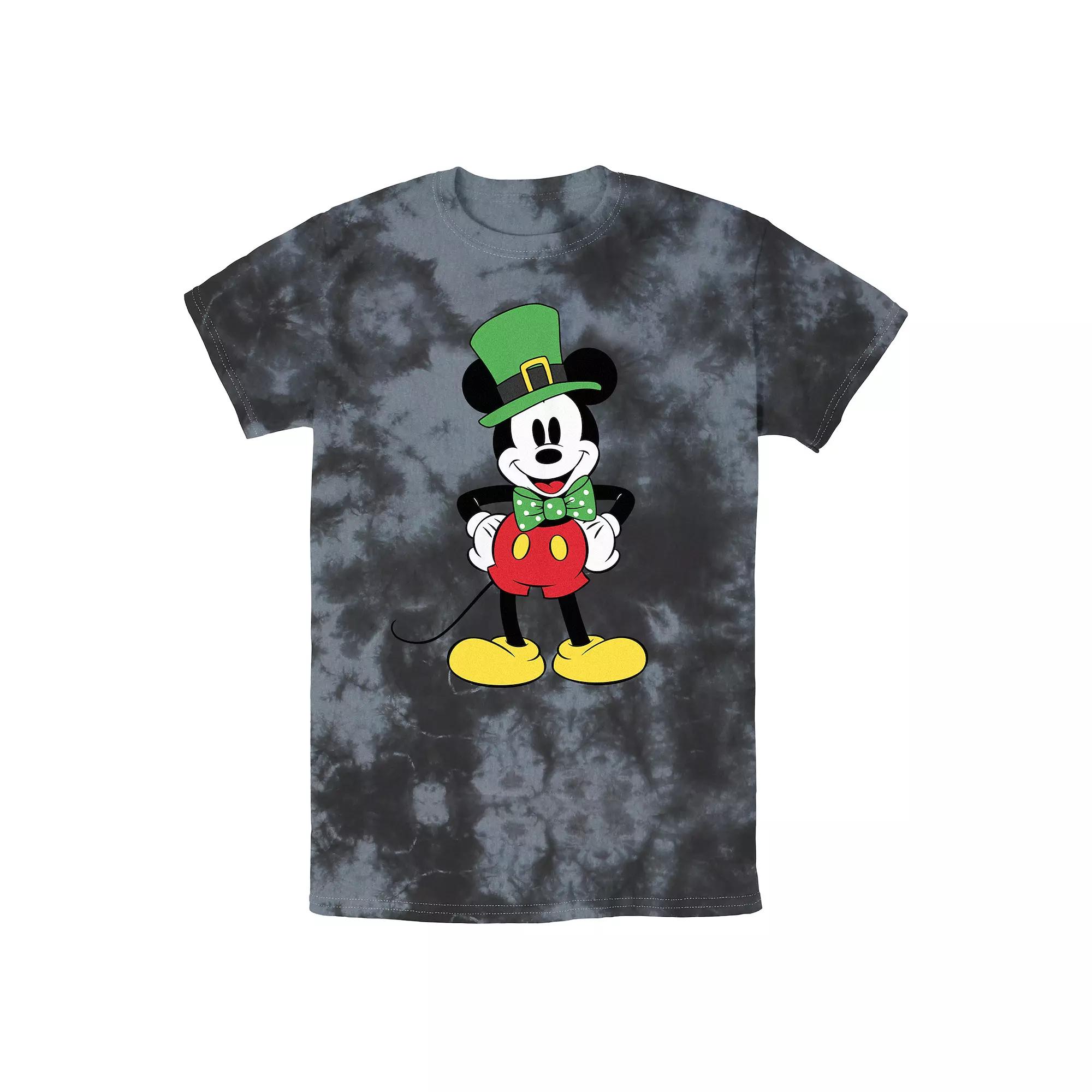 Disney's Mickey Mouse Wearing St. Patrick's Day Outfit Bombard Wash Men's Graphic Tee, Size: XXL, Black Grey Product Image