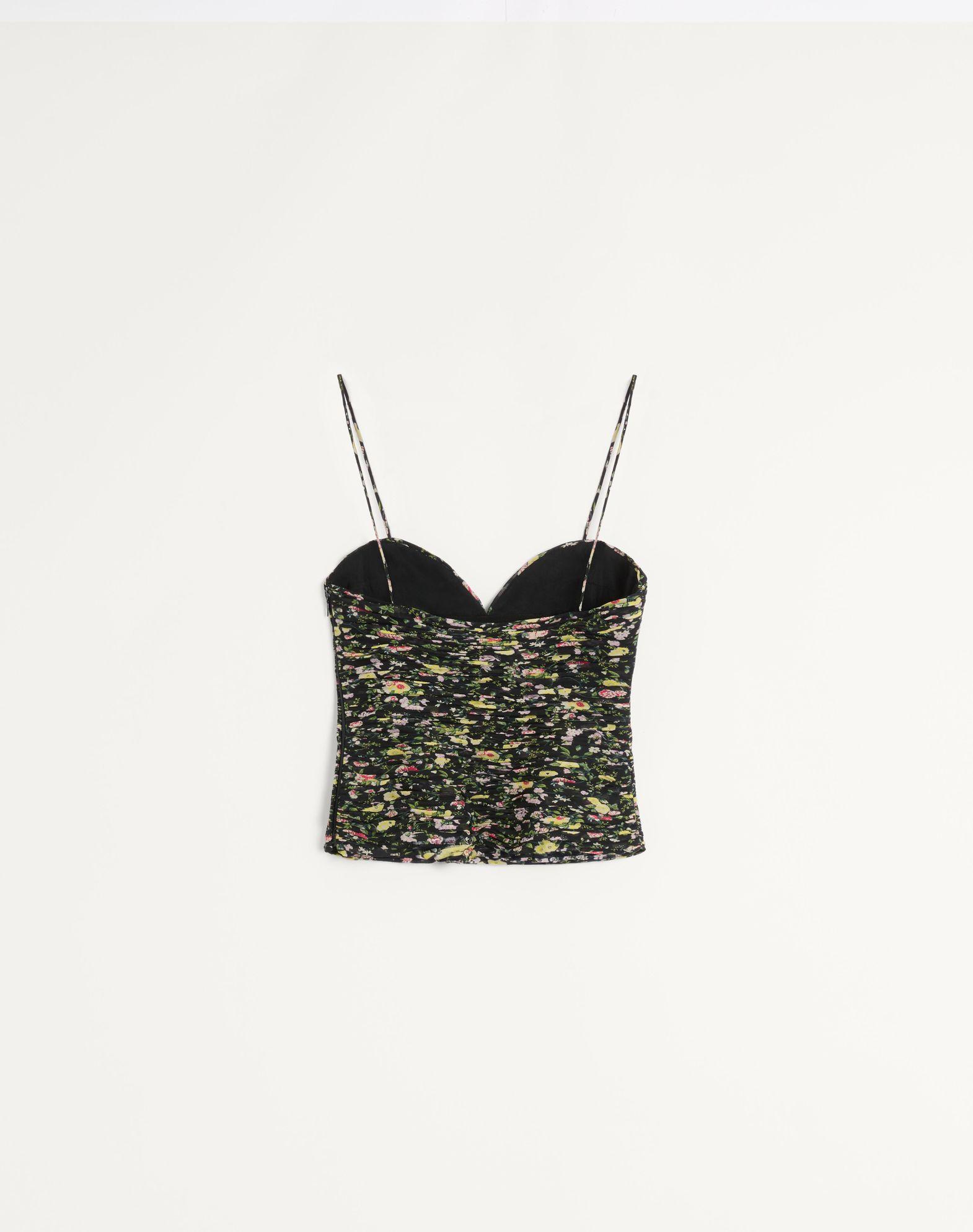 Top in Light Georgette with Papier Floral Rose Ramage print Product Image