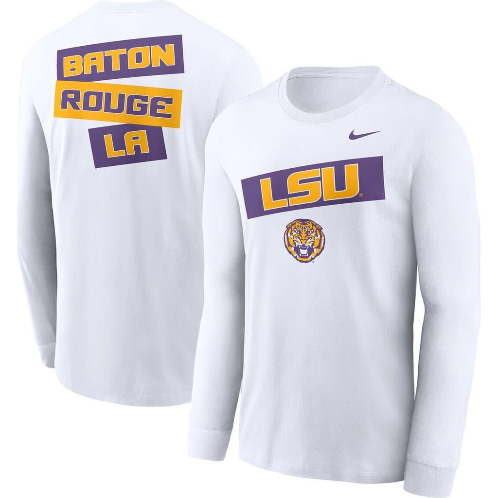 Men's Nike White LSU Tigers Two-Hit Classic Location Long Sleeve T-Shirt at Nordstrom,  Product Image