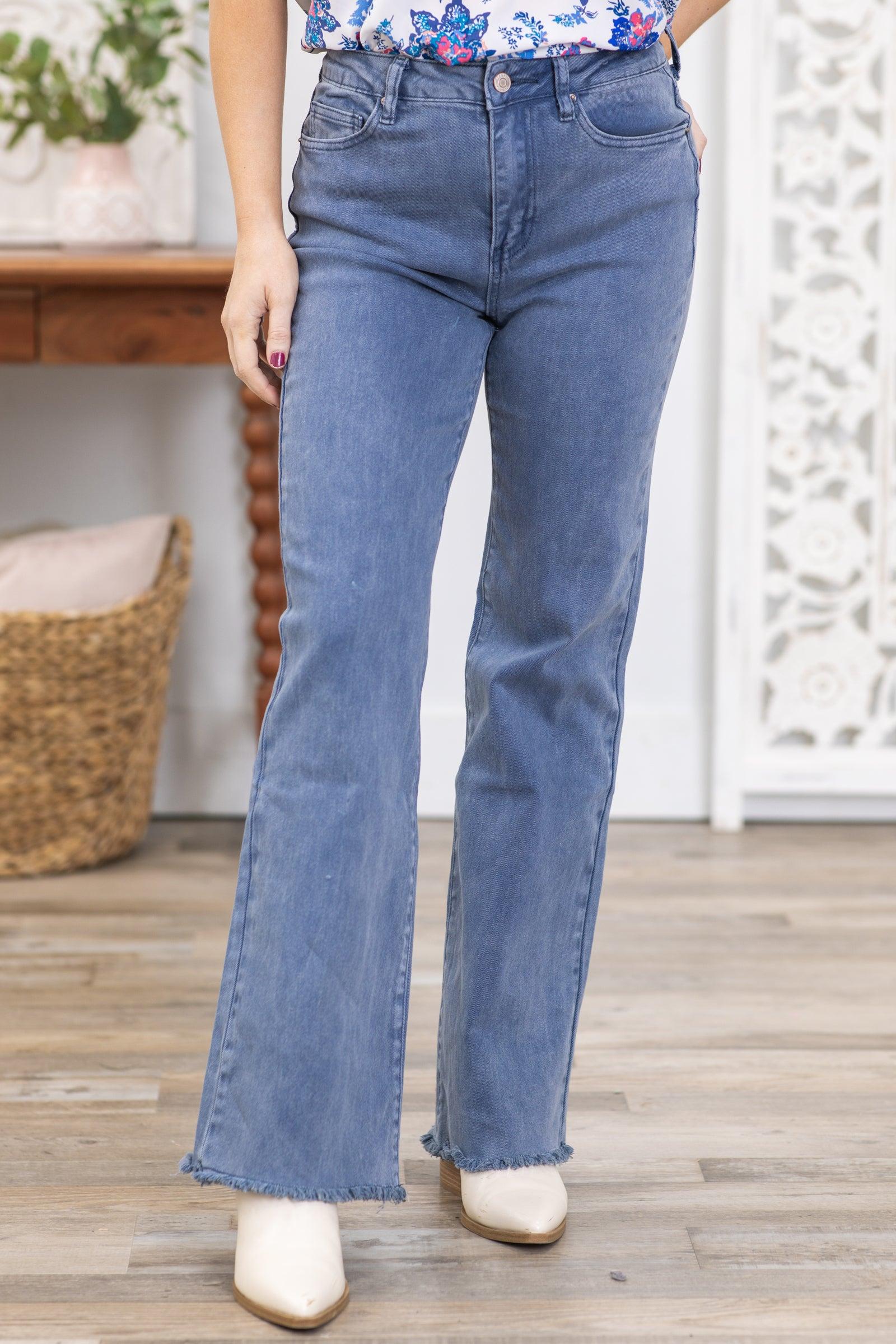 Navy Acid Wash Slim Bootcut Jeans Product Image