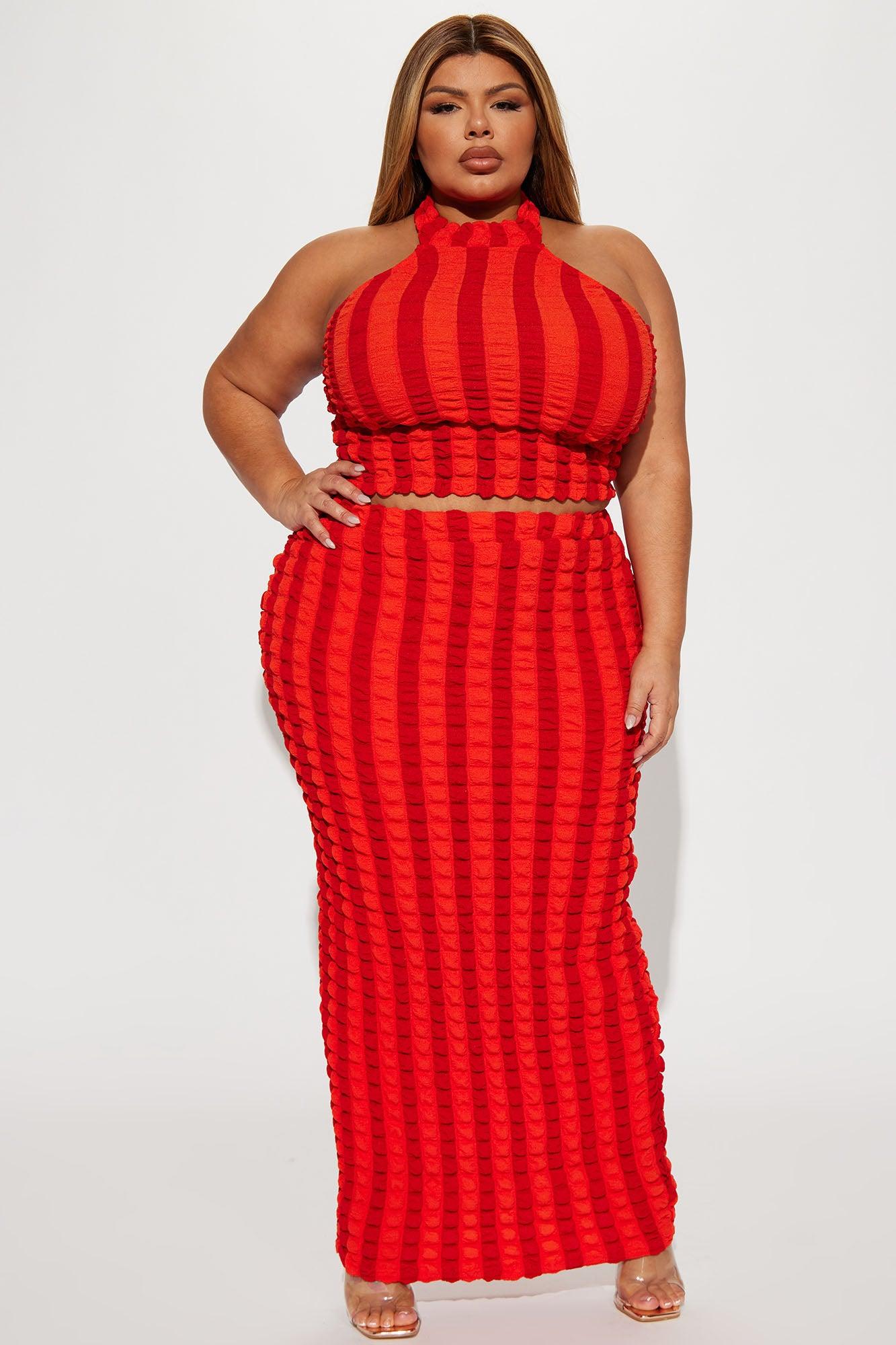 Next Level Bubble Skirt Set - Red/combo Product Image