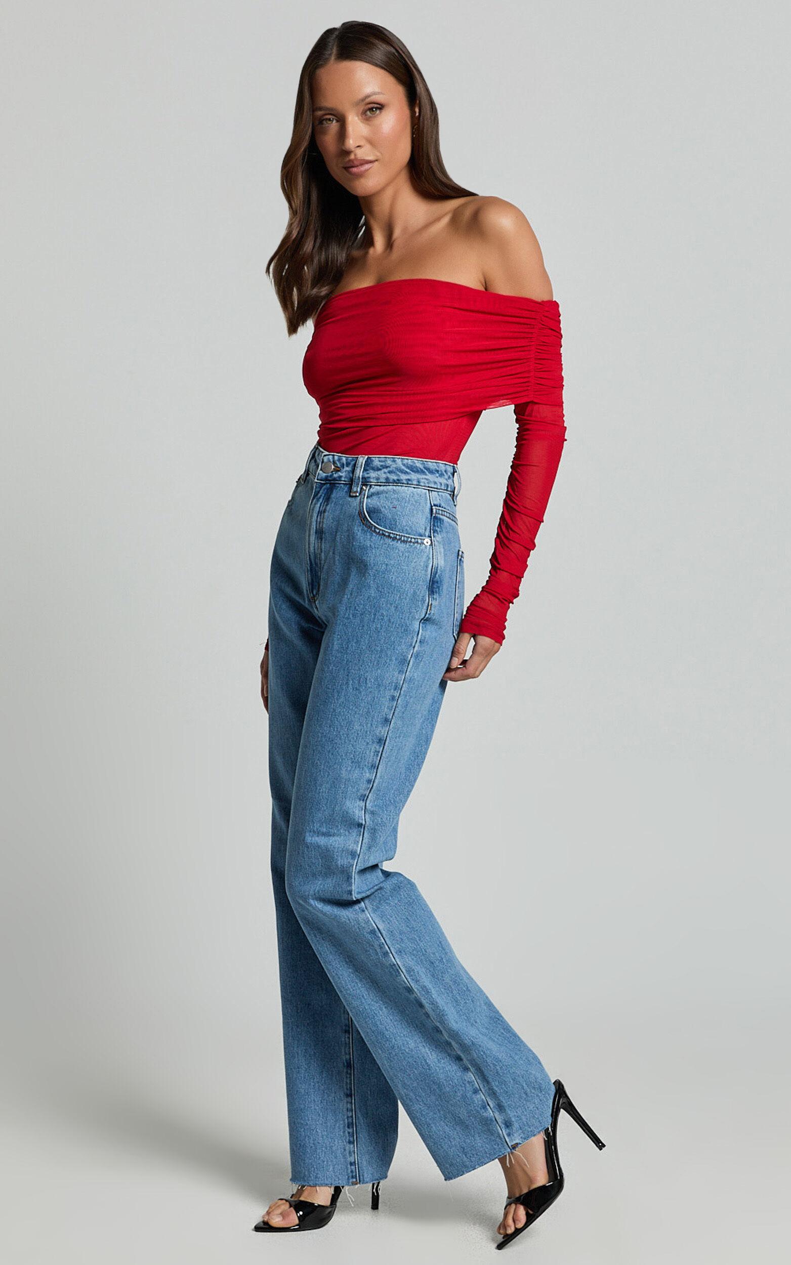 Dexter Jeans - High Waisted Straight Leg Denim Jeans in Blue Product Image