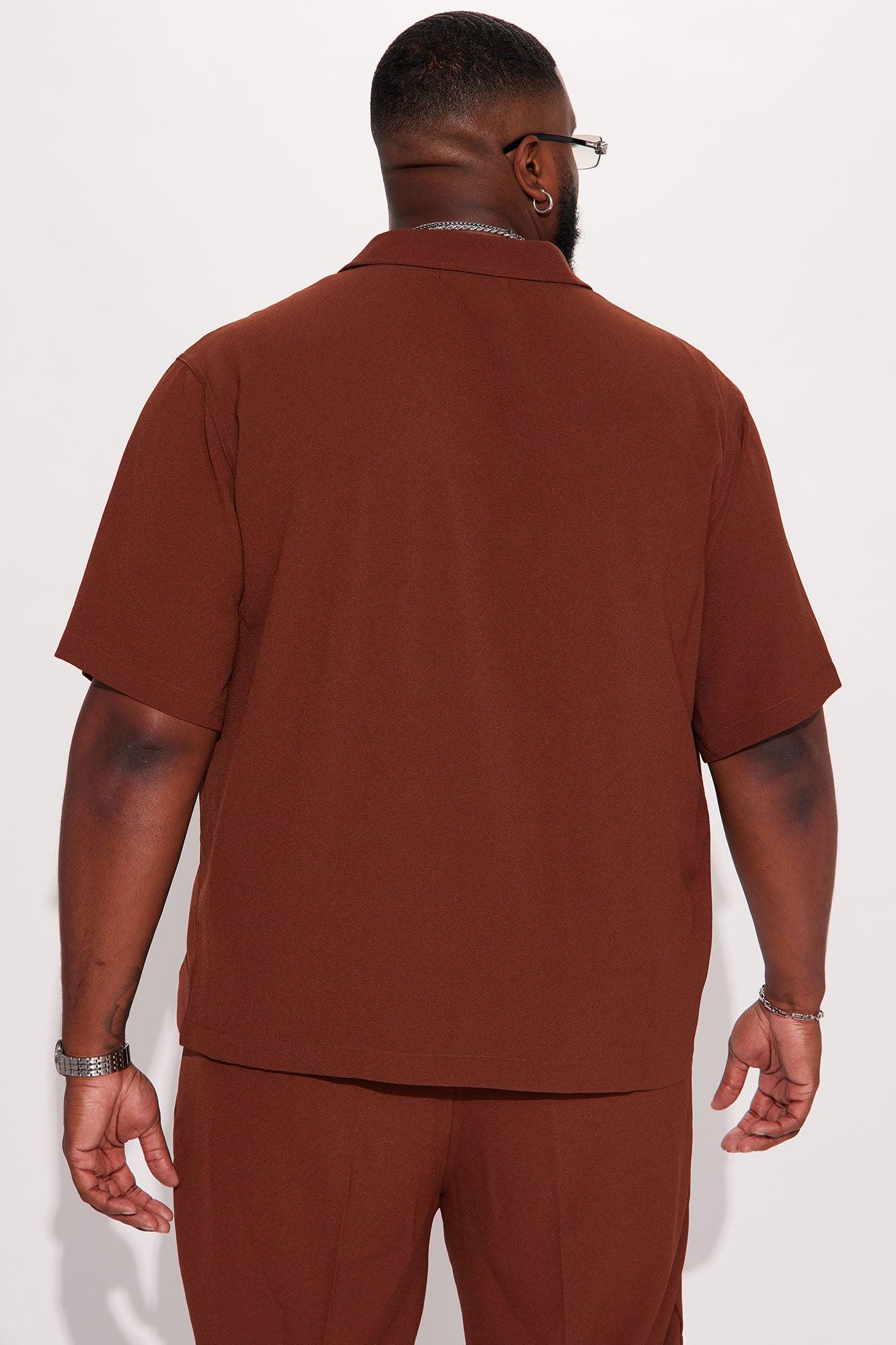 Golden Hour Short Sleeve Button Up - Brown Product Image